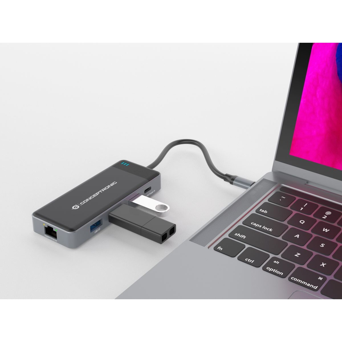 Dock CONCEPTRONIC 7-1 USB-C->2xHDMI/3xUSB-A/GbE/+ 25cm-9