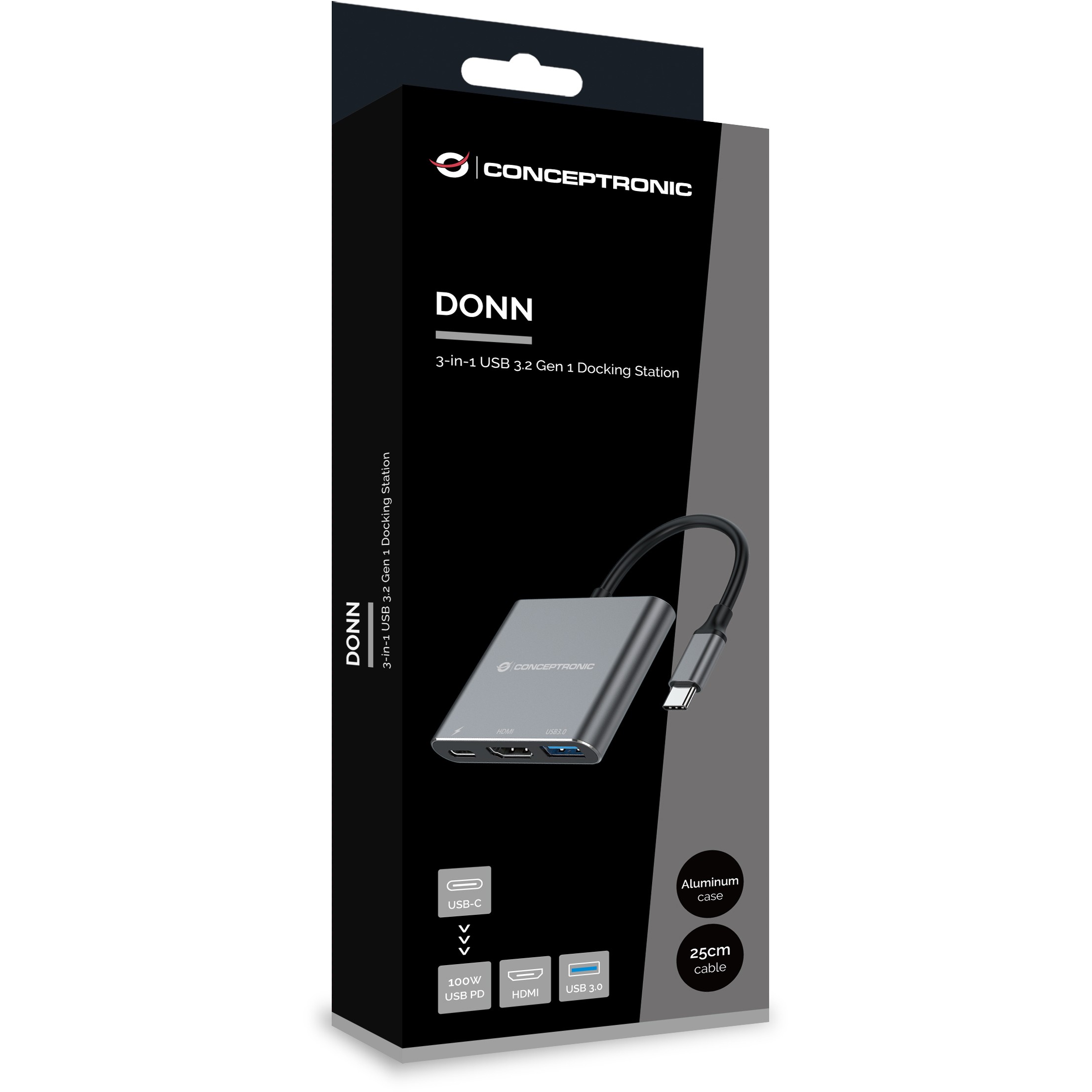 Adapter CONCEPTRONIC 3-1 Dock USB-C->HDMI/USB-A/100WPD 25cm-3