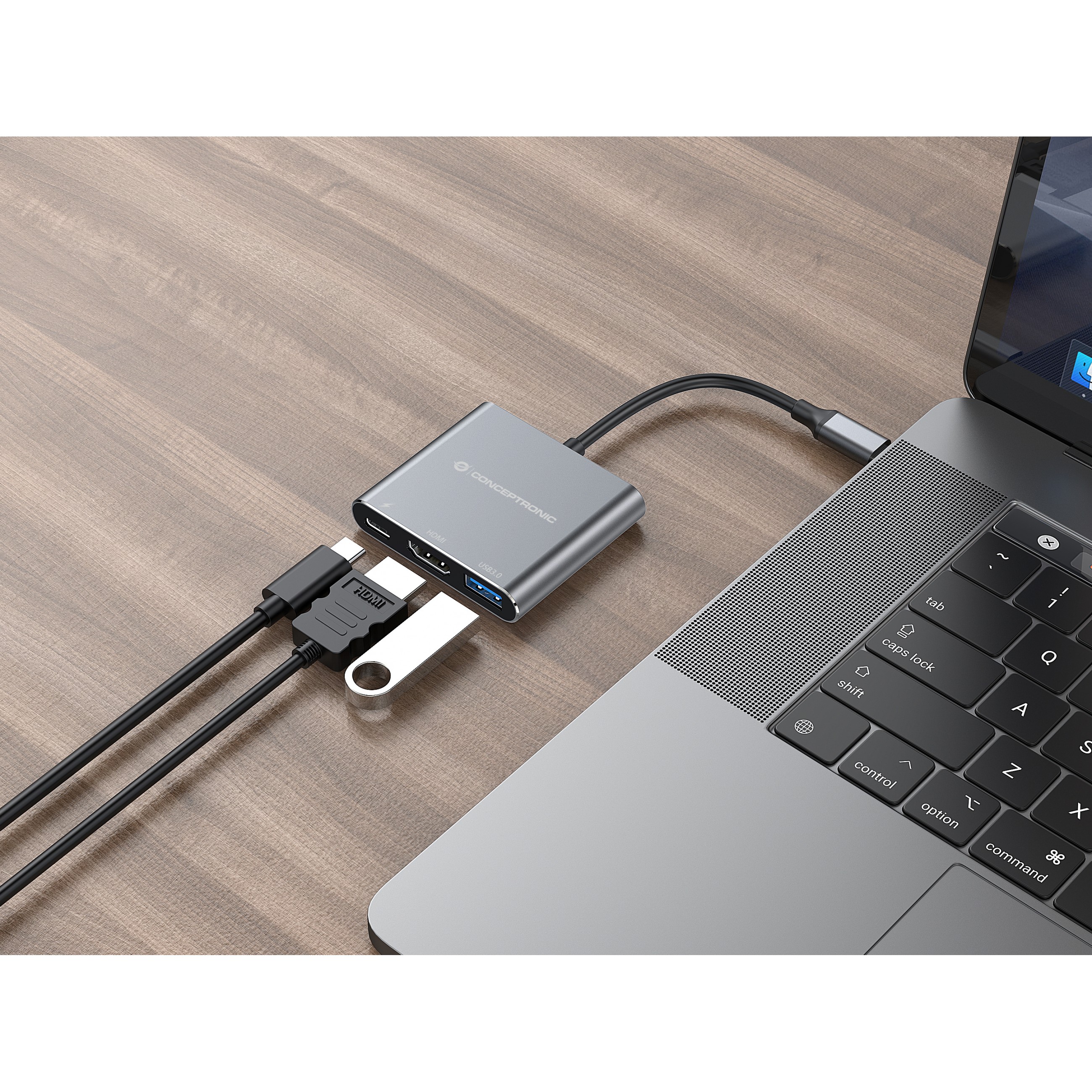 Adapter CONCEPTRONIC 3-1 Dock USB-C->HDMI/USB-A/100WPD 25cm-4