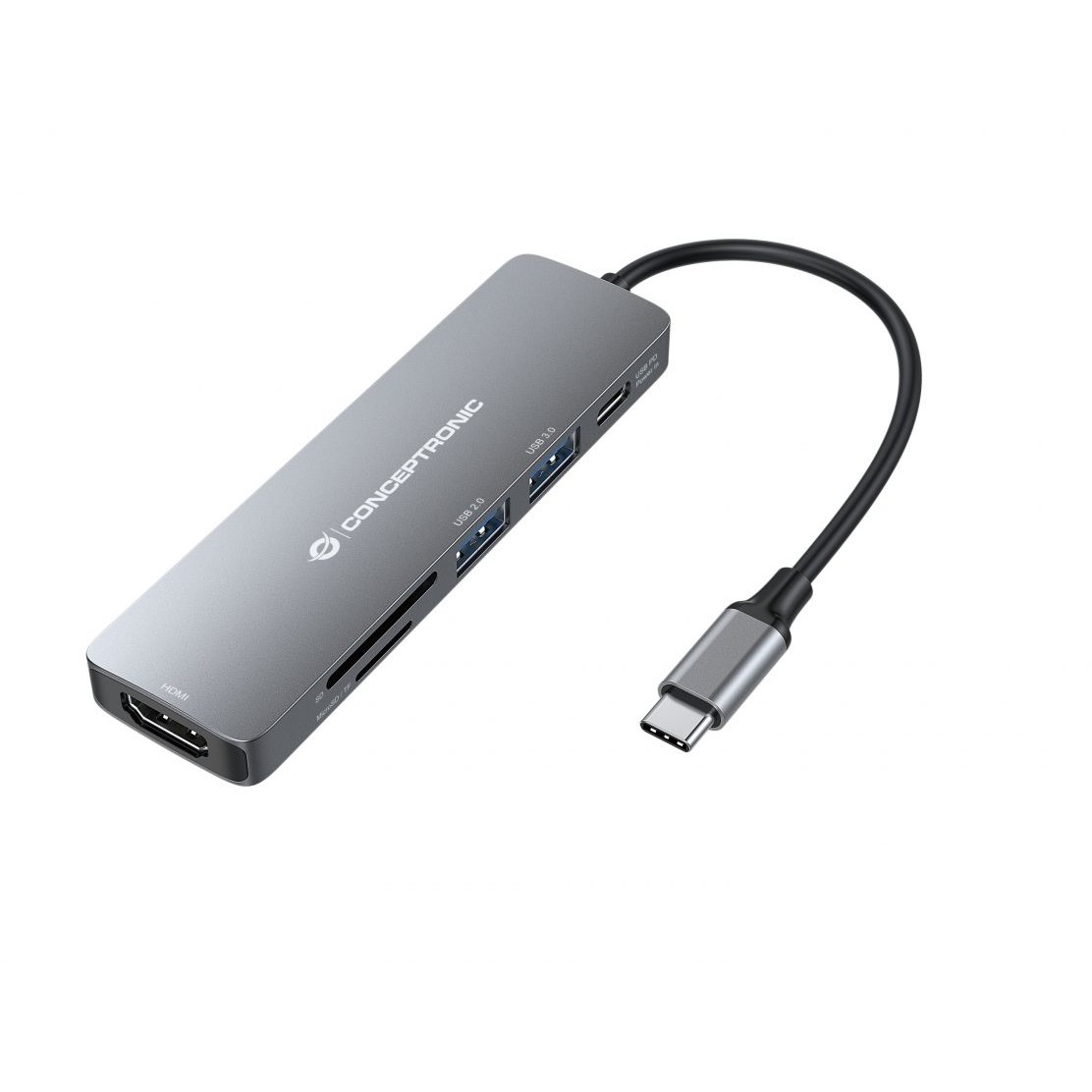 Dock CONCEPTRONIC 6-1 USB-C->HDMI/2xUSB-A/SD/TF/+ 15cm-1