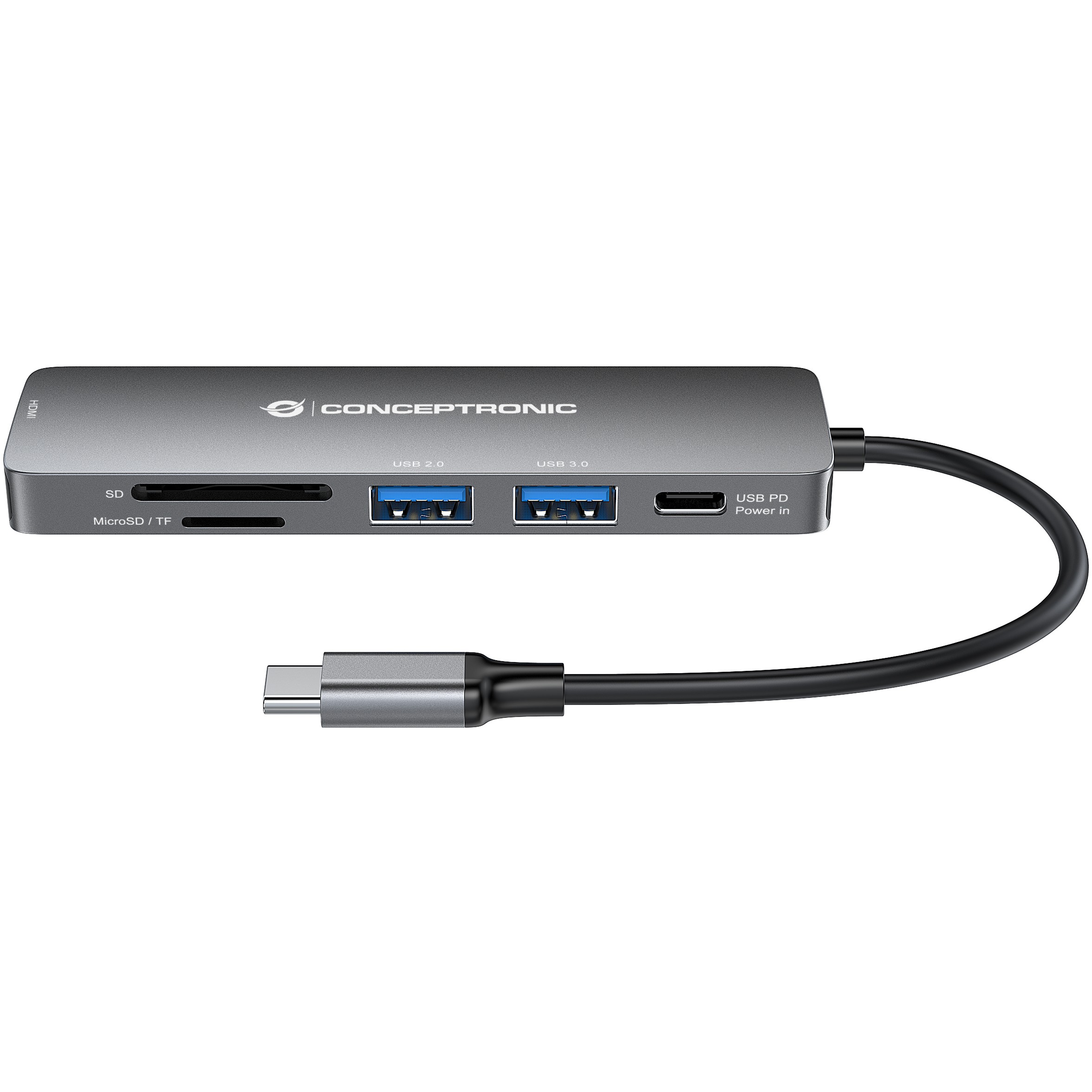Dock CONCEPTRONIC 6-1 USB-C->HDMI/2xUSB-A/SD/TF/+ 15cm-4