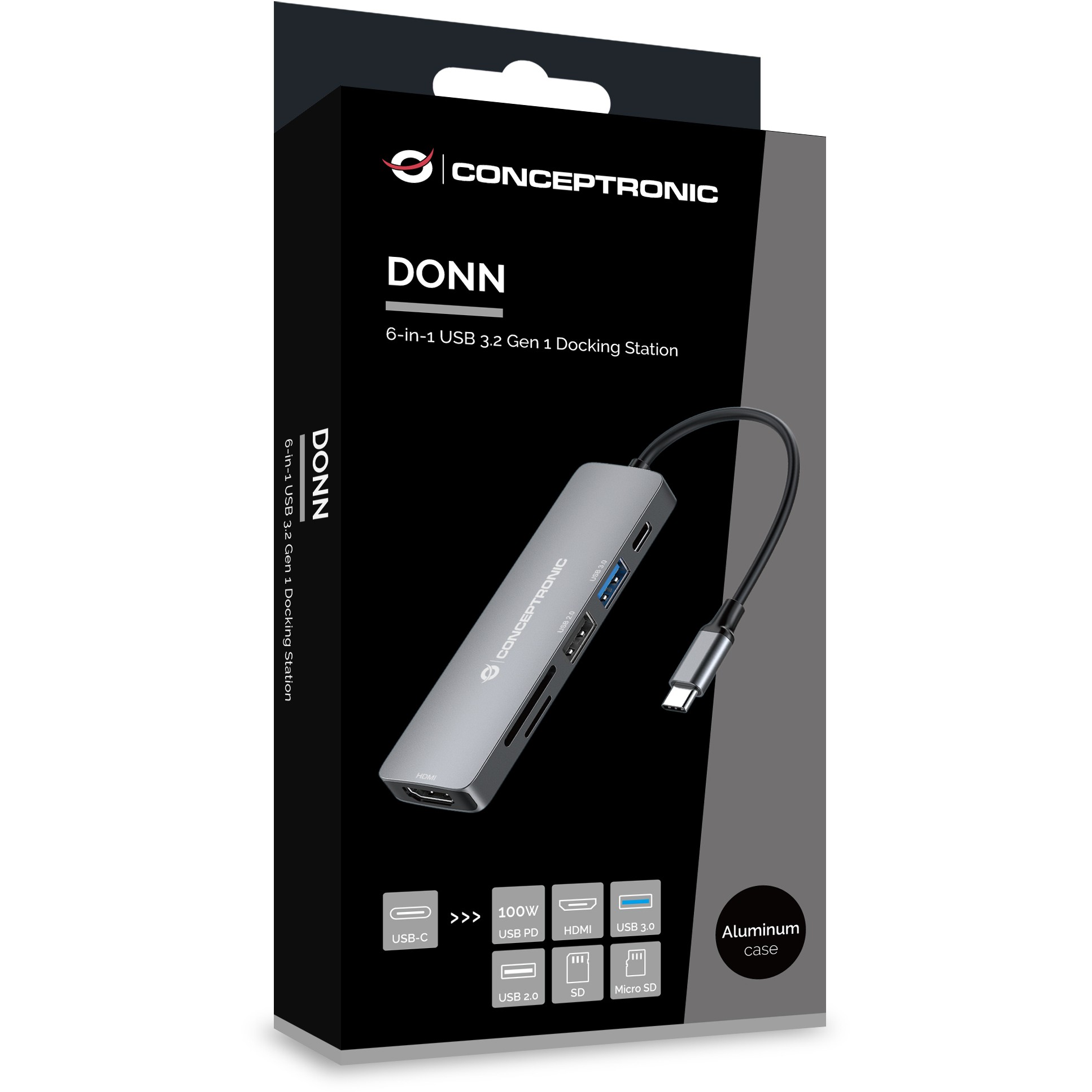 Dock CONCEPTRONIC 6-1 USB-C->HDMI/2xUSB-A/SD/TF/+ 15cm-7