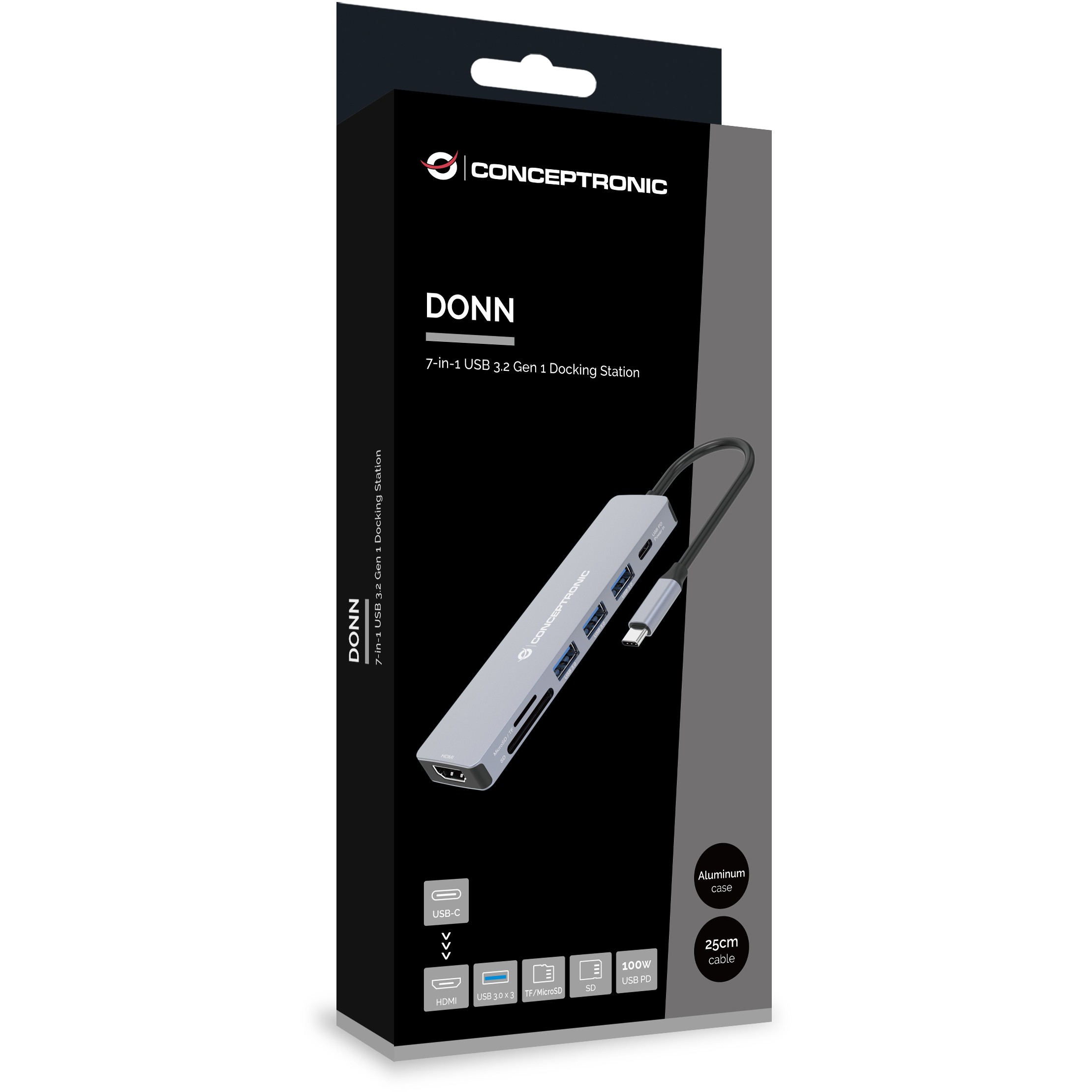 Dock CONCEPTRONIC 7-1 USB-C->HDMI/3xUSB-A/SD/TF/+ 25cm-4