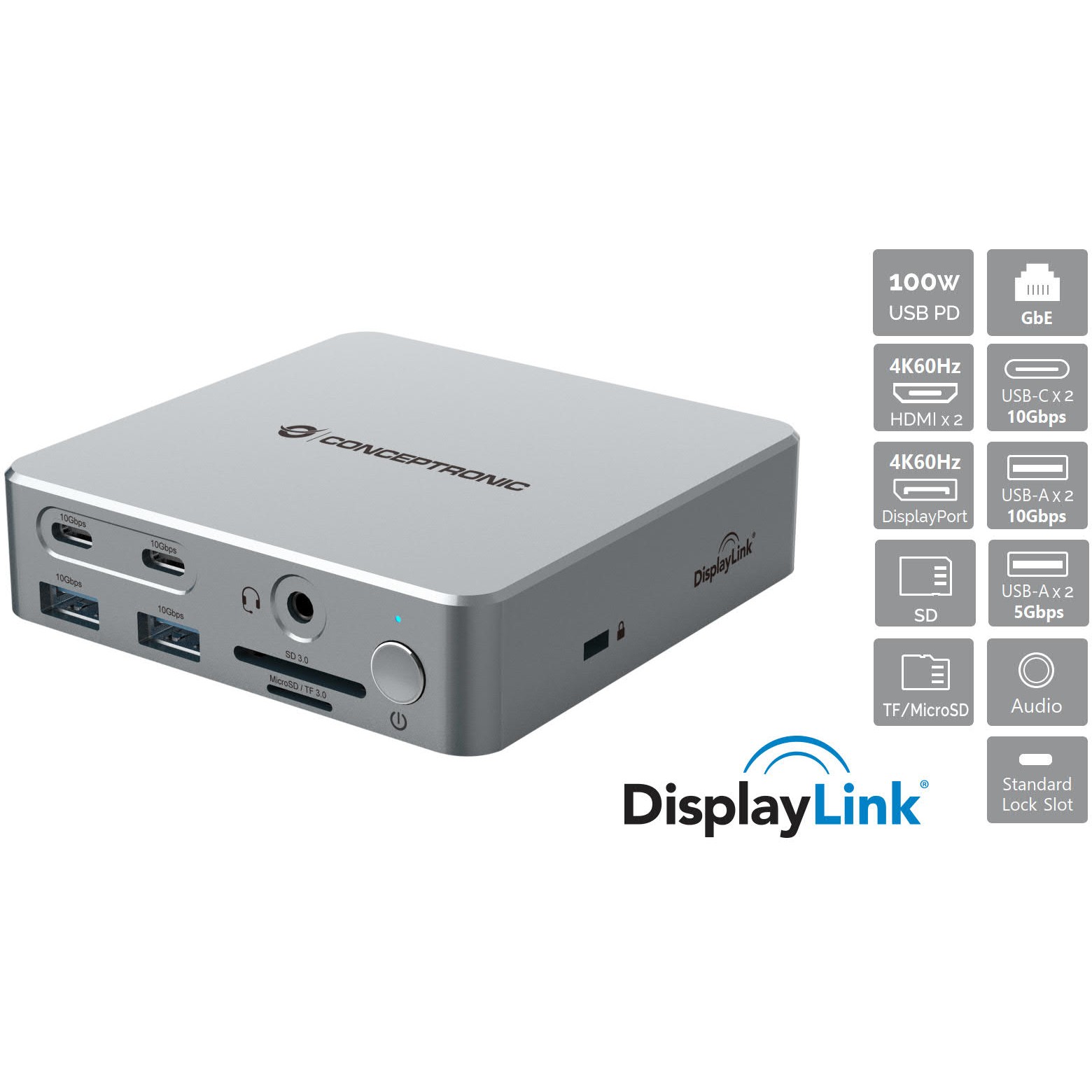 Docking stanica CONCEPTRONIC 15-1 USB-C->2xHDMI/2xUSB-C/4xUSB-A/+80W-0
