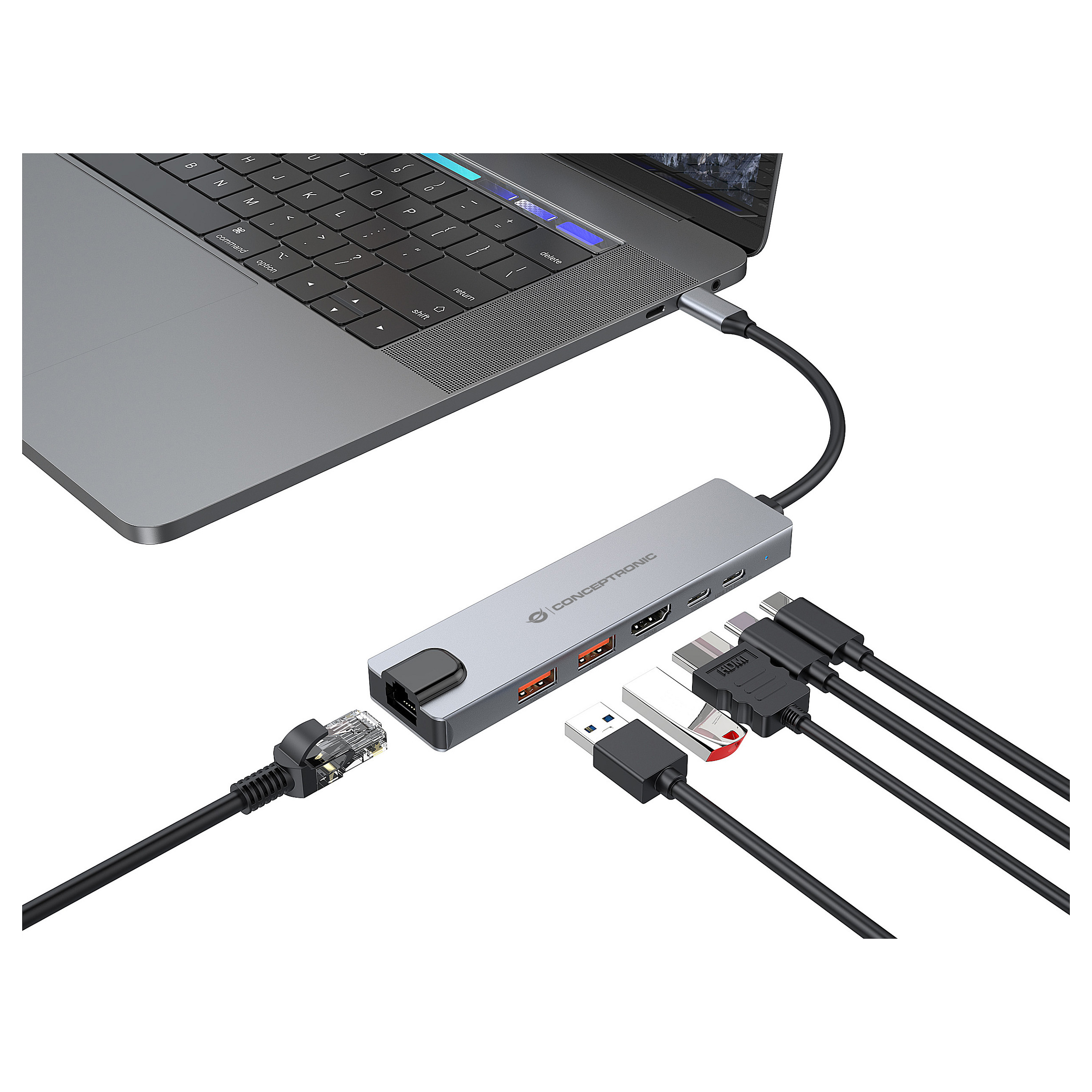 Dock CONCEPTRONIC 6-1 USB-C->HDMI/2xUSB-A/USB-C/+ 25cm si-5