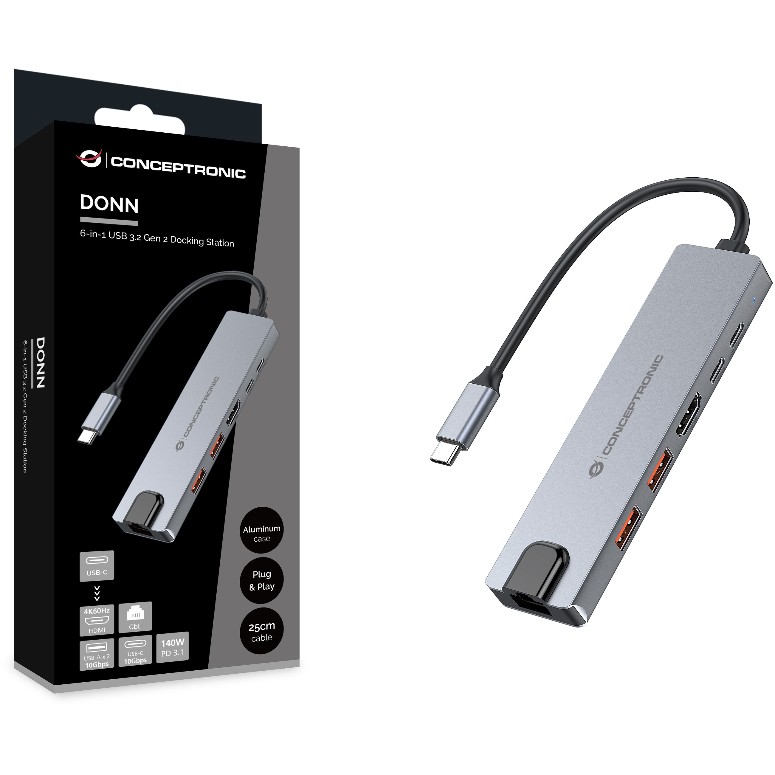 Dock CONCEPTRONIC 6-1 USB-C->HDMI/2xUSB-A/USB-C/+ 25cm si-3