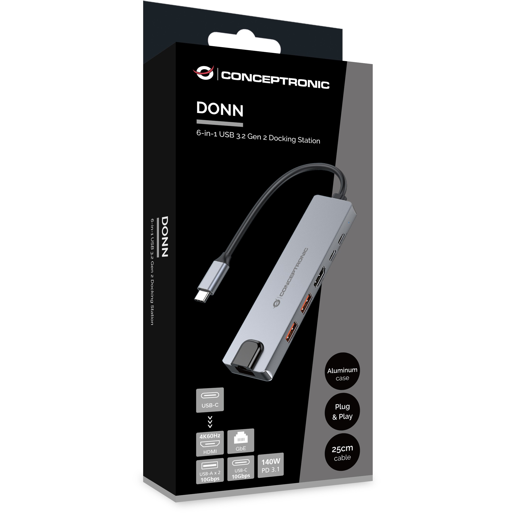 Dock CONCEPTRONIC 6-1 USB-C->HDMI/2xUSB-A/USB-C/+ 25cm si-4