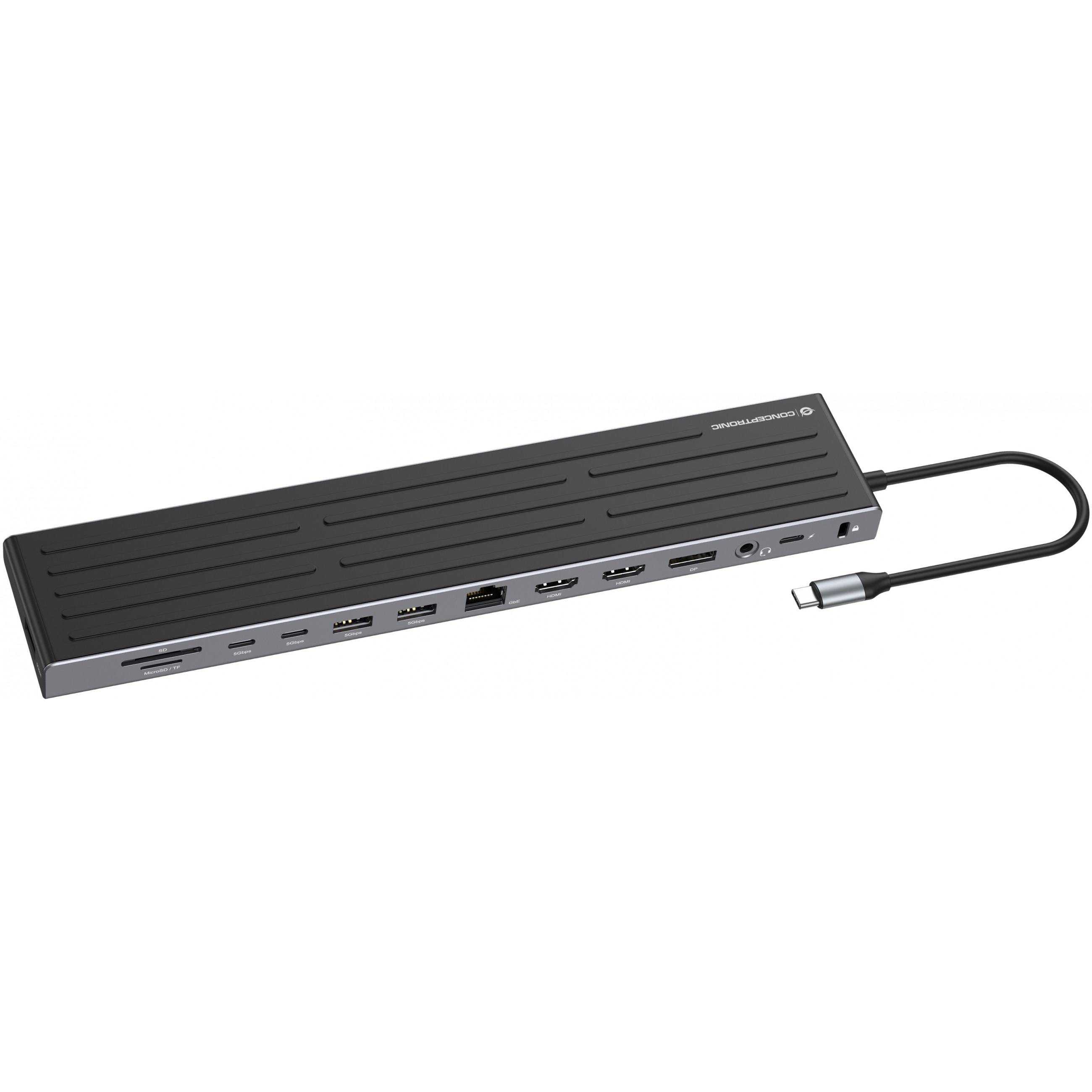 Dock CONCEPTRONIC 14-1 USB-C->2xHDMI/DP/2xUSB-C/+ 18cm sw-0