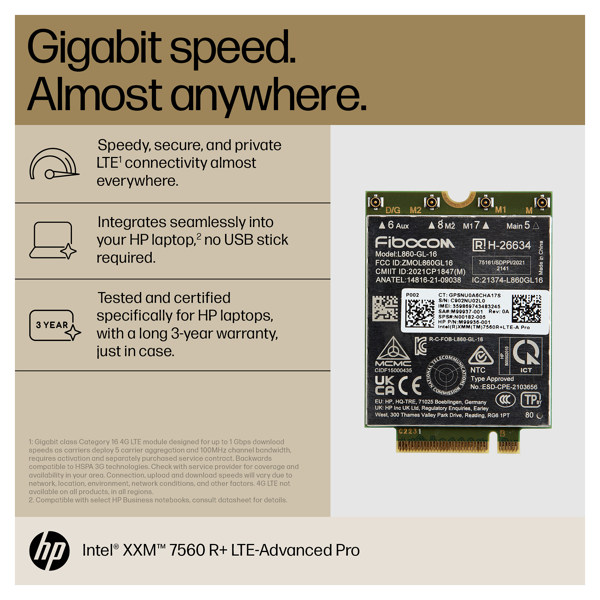 Kit za bežičnu mrežu HP XMM 7560 LTE-Advance WWAN-1