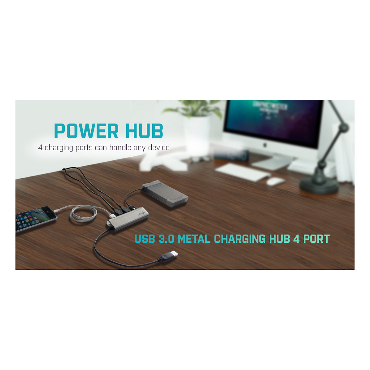 USB HUB I-TEC D I-TEC USB 3.0 Metal punjenje HUB 4x USB Ladeport-7