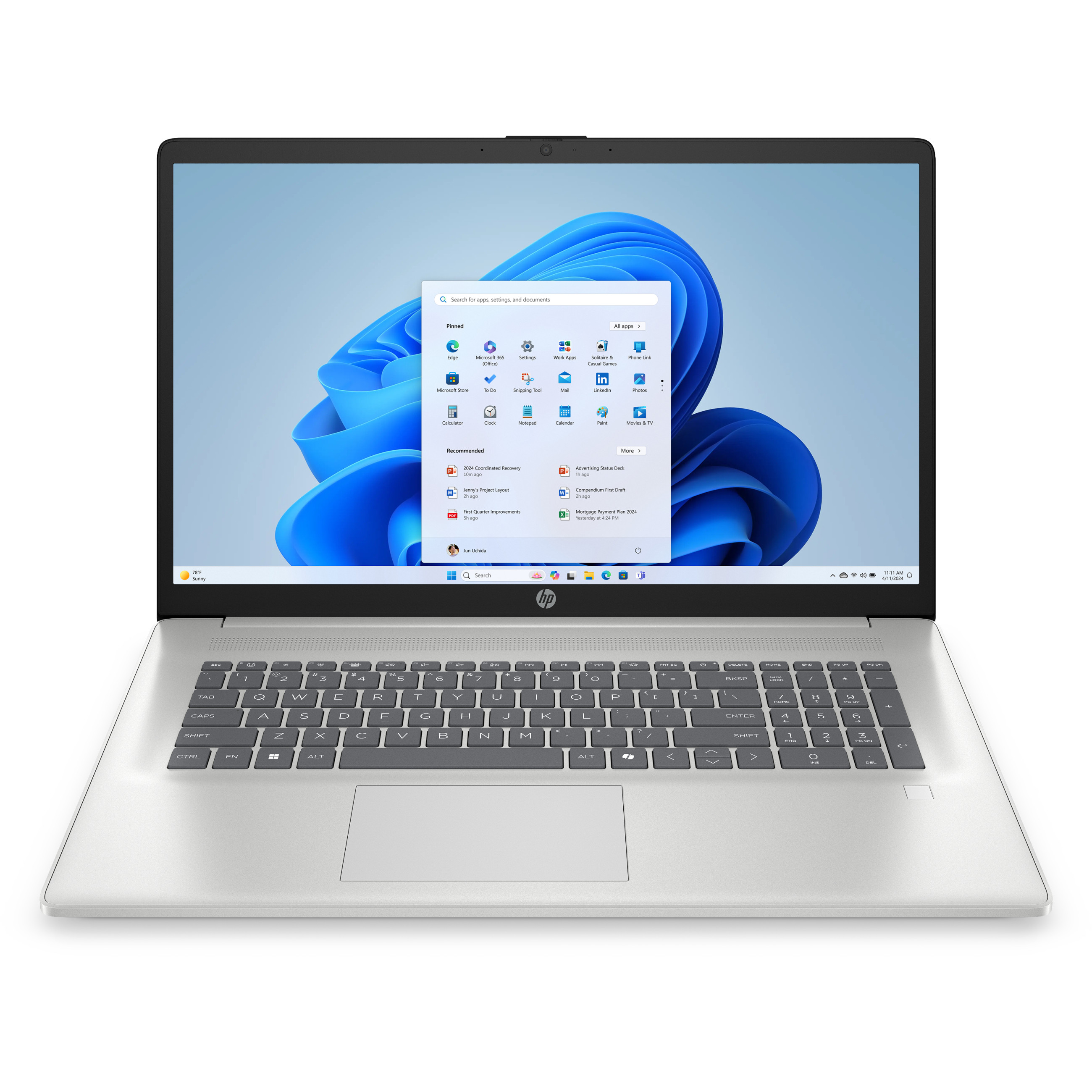Laptop HP 17-cp2057ng (17.3", 1920x1080, AMD Ryzen 5 7520U, 8GB RAM, 512GB SSD, AMD Radeon Graphics, Windows 11, hrvatska tipkovnica, srebrna boja) – internacionalna non HR tipkovnica-0