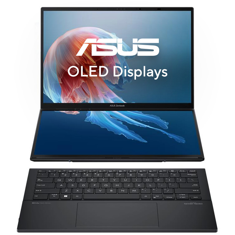 Laptop ASUS ZenBook Duo 14" U9-285H (14" FHD, Intel Core i7, 16GB RAM, 1TB SSD, Intel Iris Xe, Windows 11, hrvatska tipkovnica, plava boja) – internacionalna non HR tipkovnica-0