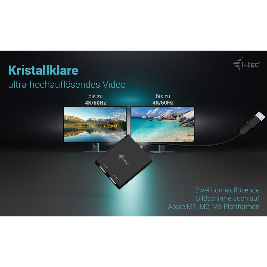 Adapter I-TEC USB-A/C 2X HDMI-5