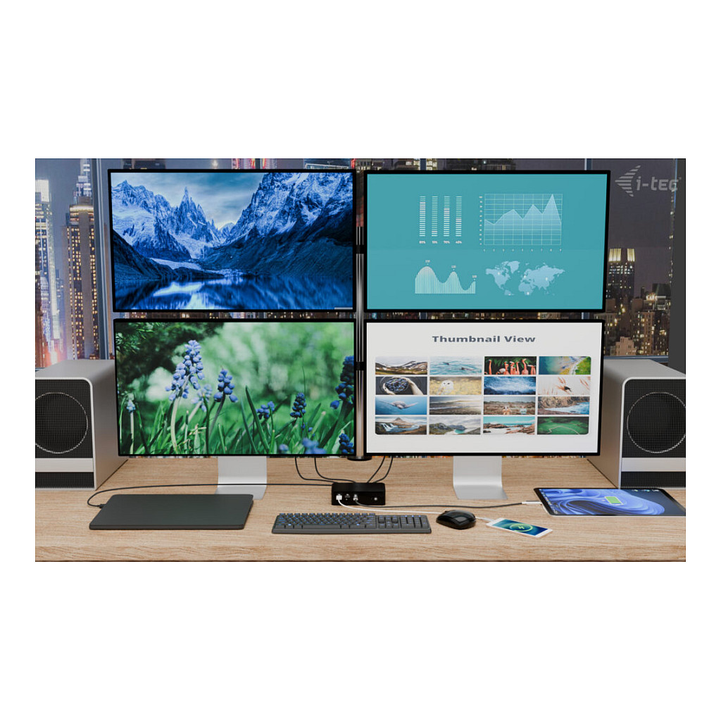 Adapter I-TEC Thunderbolt 5 Quattro Display DS 2xTB5 2xHDMI 1x2.5GLAN 1xAudio/Mic 1xUSB-C Gen2-10