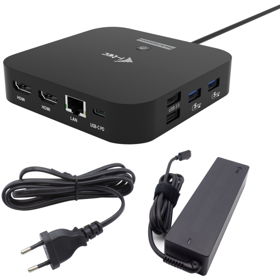 Adapter I-TEC USB-C Dual HDMI DS 2xHDMI 1xGLAN 2xUSB-A 3.2 2xUSB 2.0 1xUSB-C Gen2 1xUSB-C Gen1 k 1x100W USB-C PD+punjač 100W