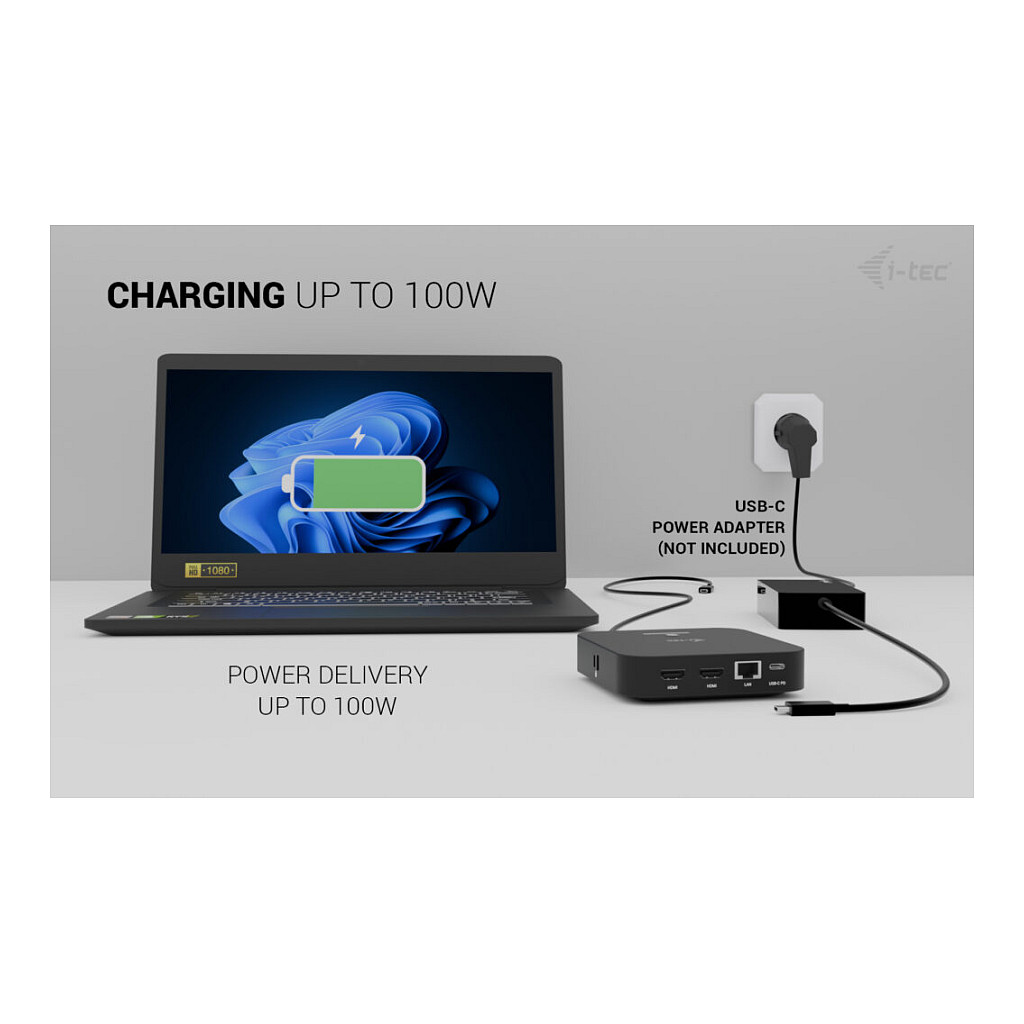Adapter I-TEC USB-C Dual HDMI DS 2x HDMI 1x GLAN 2x USB-A 3.2 2x USB 2.0 1x USB-C Gen2 1x USB-C-9