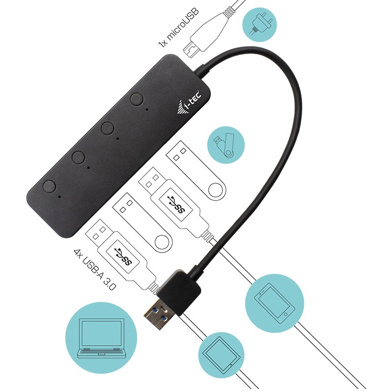 USB Hub I-TEC USB 3.0 METAL HUB 4 PORT-3