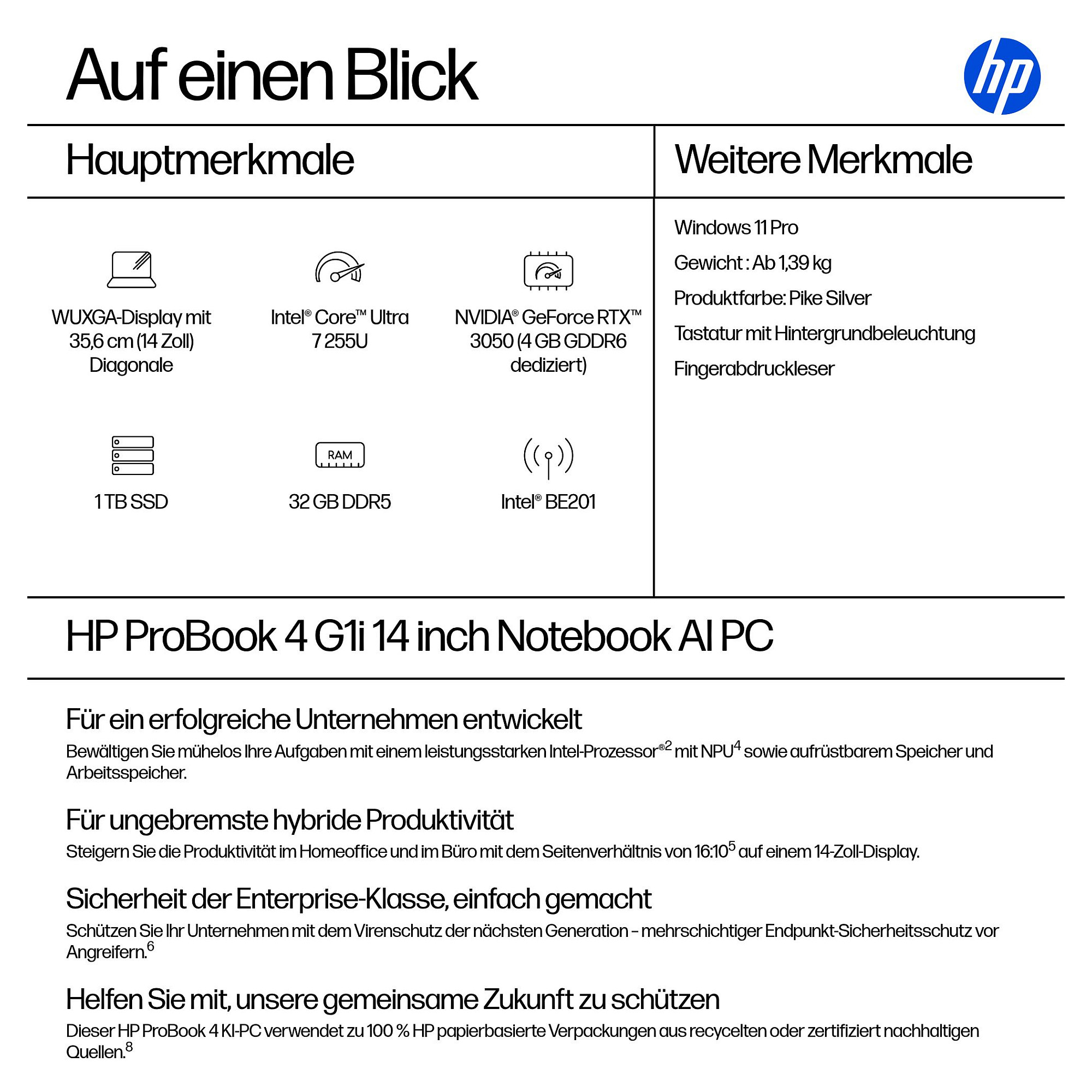 Laptop HP ProBook 4 G1i 14 (14 inča, WUXGA, Intel Core Ultra 7 255U, 32GB RAM, 1TB SSD, Windows 11 Pro, njemačka tipkovnica) – internacionalna non HR tipkovnica-10