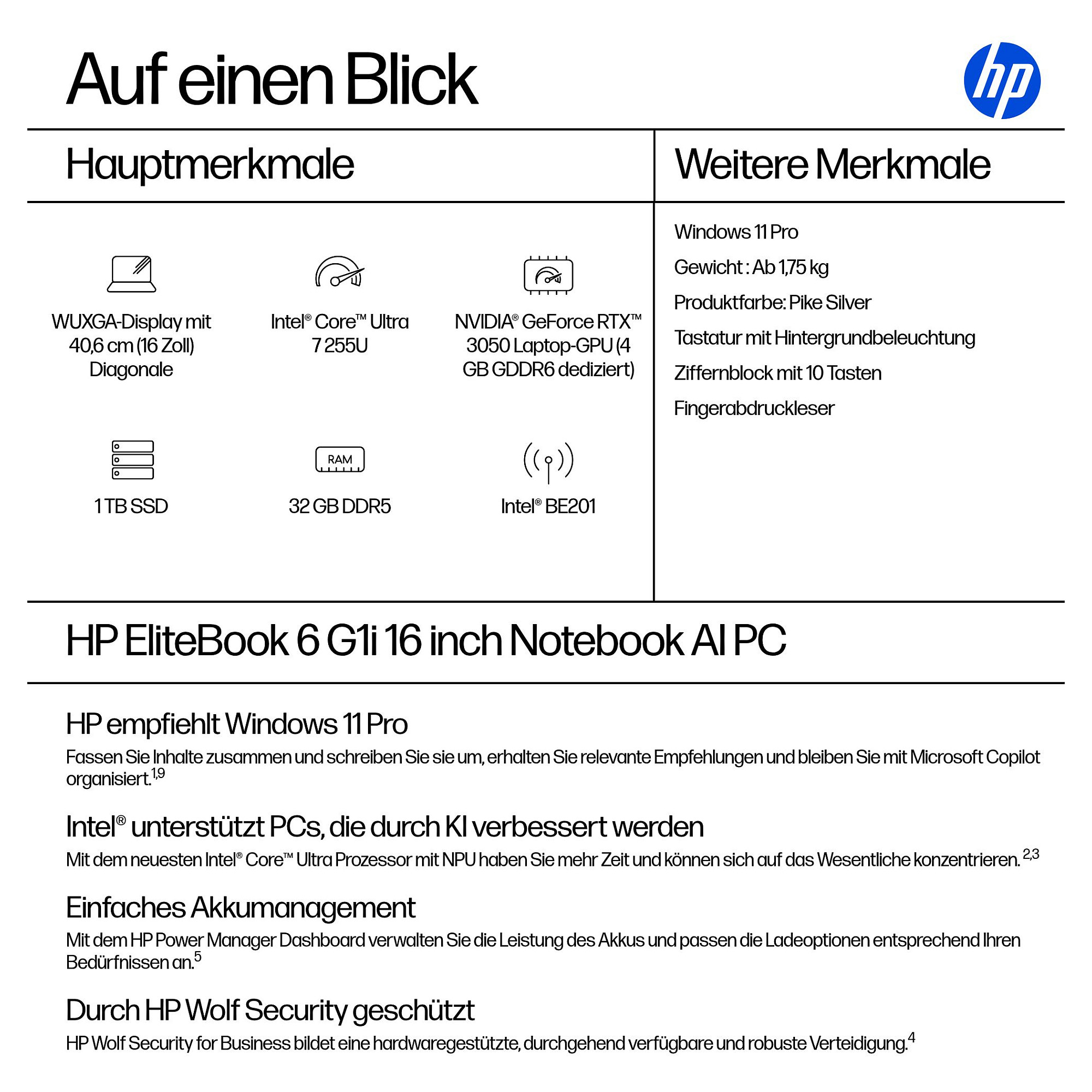 Laptop HP EliteBook 6 G1i (40.64 cm, WUXGA, Intel Core Ultra 7 255U, 32GB RAM, 1TB SSD, Windows 11 Pro, njemačka tipkovnica) – internacionalna non HR tipkovnica-15
