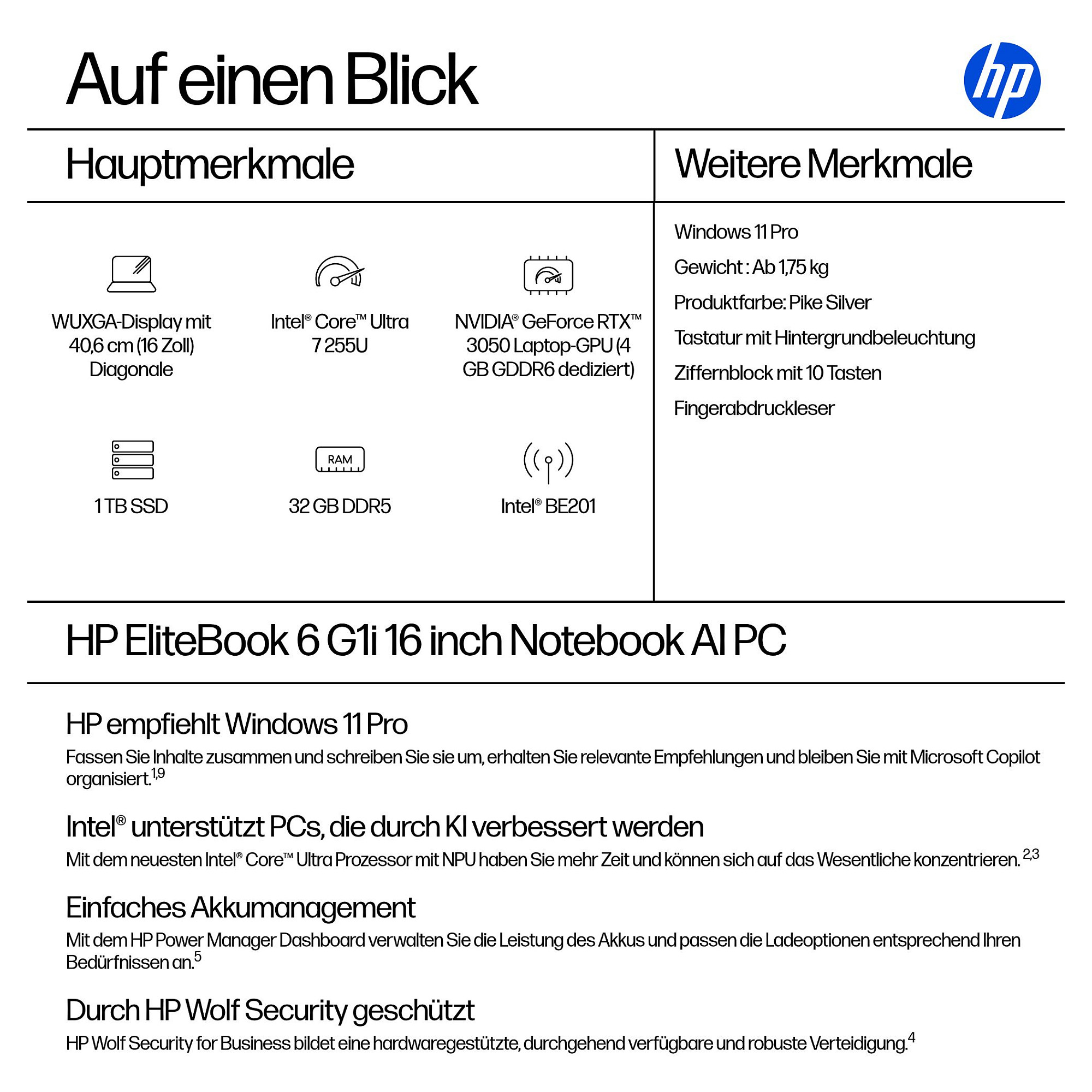 Laptop HP EliteBook 6 G1i (40.64 cm, WUXGA, Intel Core Ultra 7 255U, 32GB RAM, 1TB SSD, Windows 11 Pro, njemačka tipkovnica) – internacionalna non HR tipkovnica-12