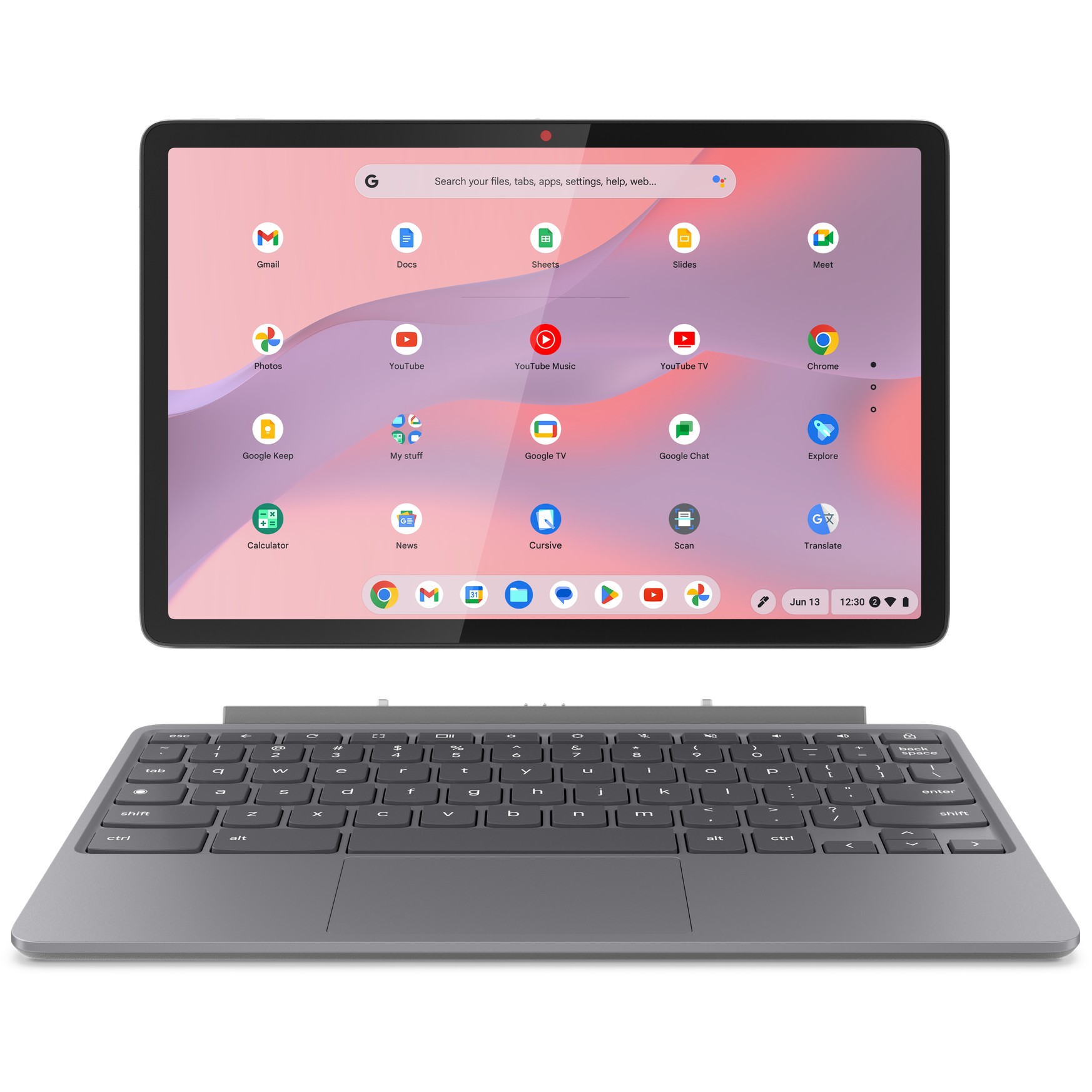 Laptop LENOVO Chromebook Duet 11M889 (10,95", IPS, 1920 × 1200, MediaTek Kompanio 838, 8 GB, 128 GB eMMC, ARM Mali-G57 MC3, njemačka tipkovnica, siva boja)-0