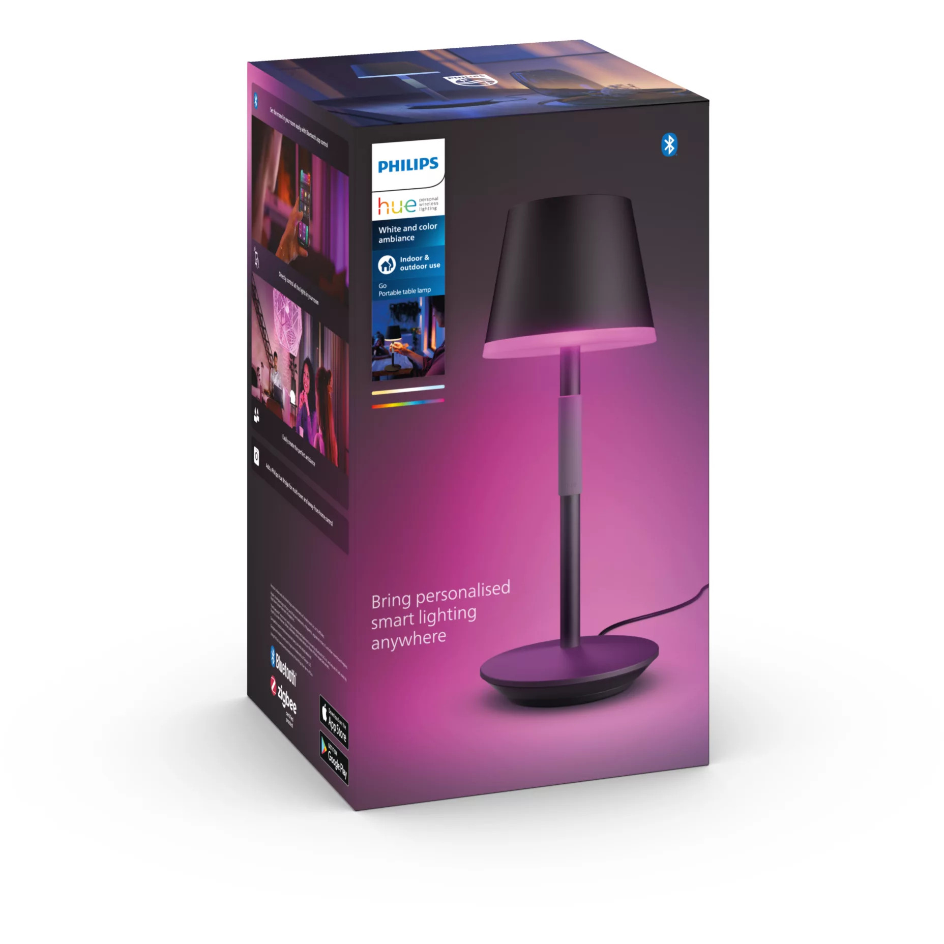 Prijenosna stolna lampa PHILIPS Hue Go (White & Color Ambiance, Crna)-2