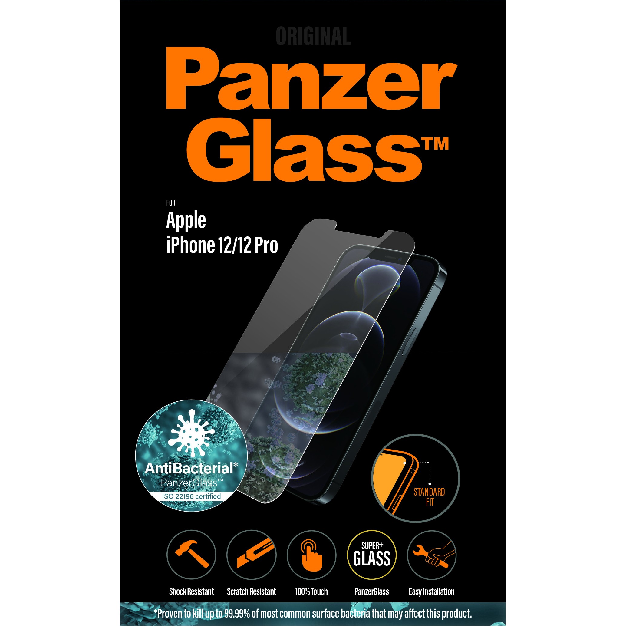 Zaštita ekrana PANZER GLASS iPhone 12/12 Pro Antibakterijska Standard fit-7