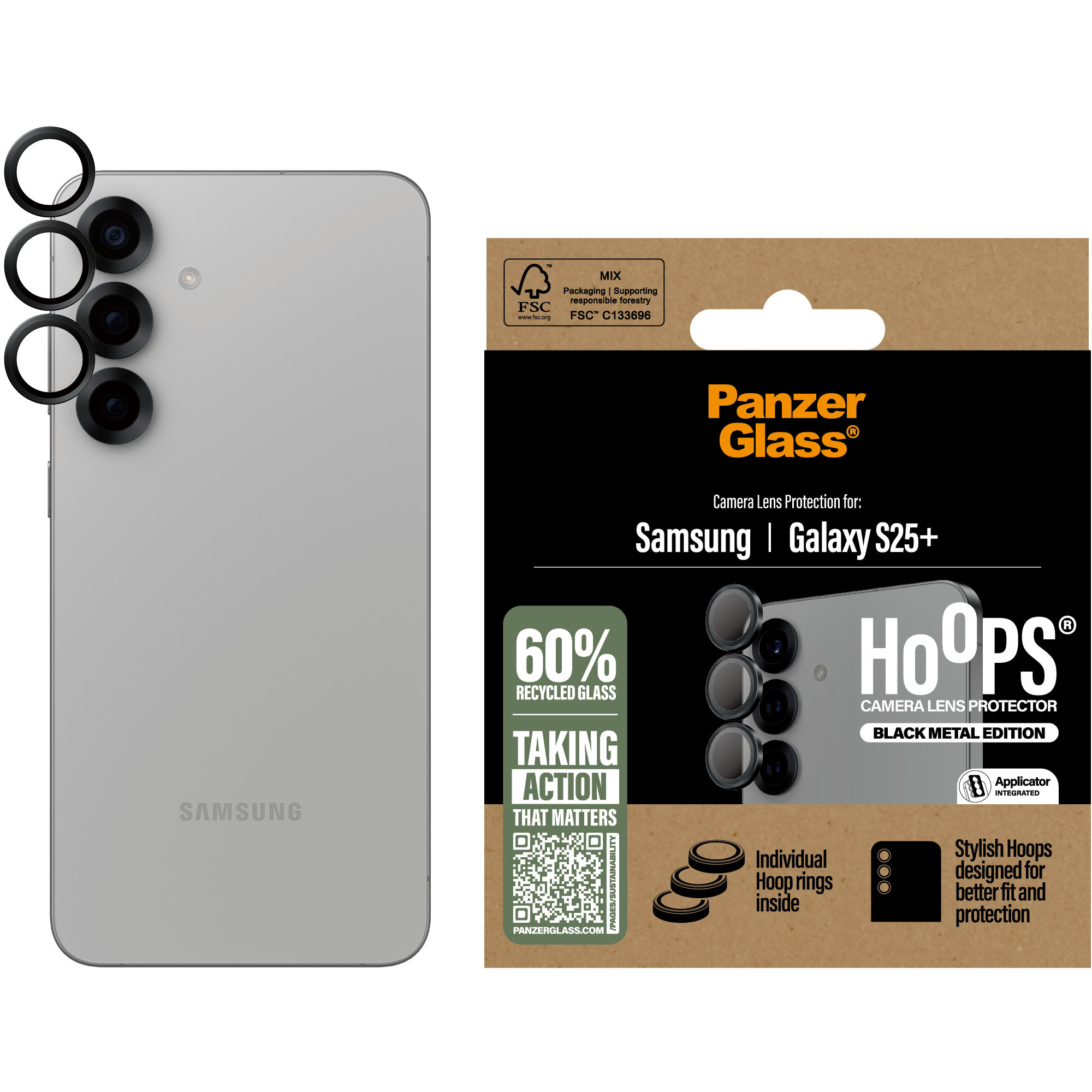 Zaštitna leća PANZER GLASS Hoops Black za Samsung Galaxy S25 Plus-1