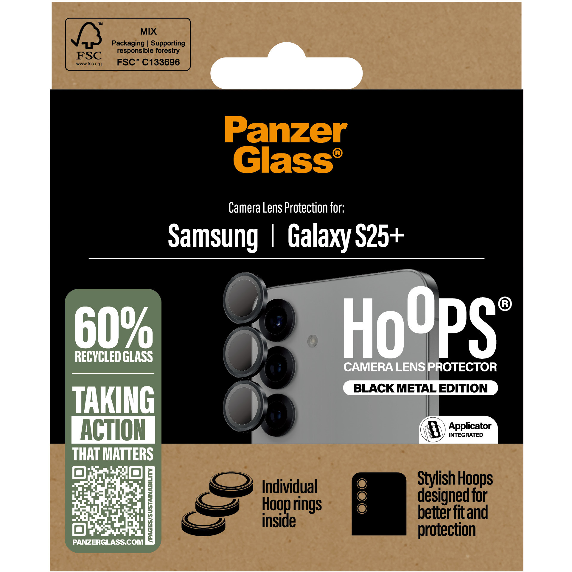 Zaštitna leća PANZER GLASS Hoops Black za Samsung Galaxy S25 Plus-2