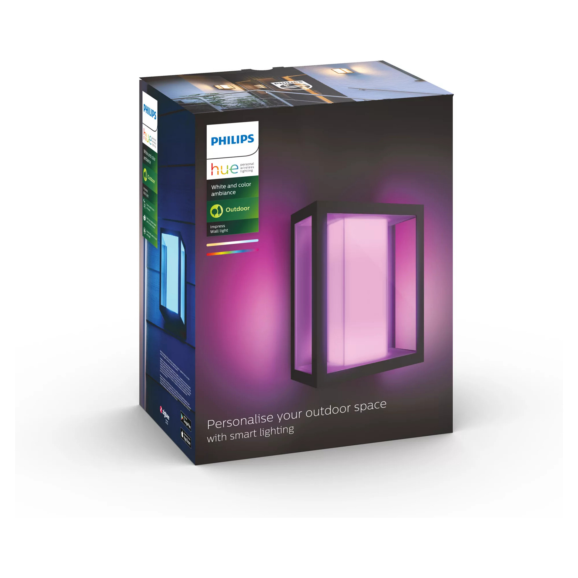 Vanjska zidna svjetiljka PHILIPS Hue Impress Wide, White and Color Ambiance, crna boja-4