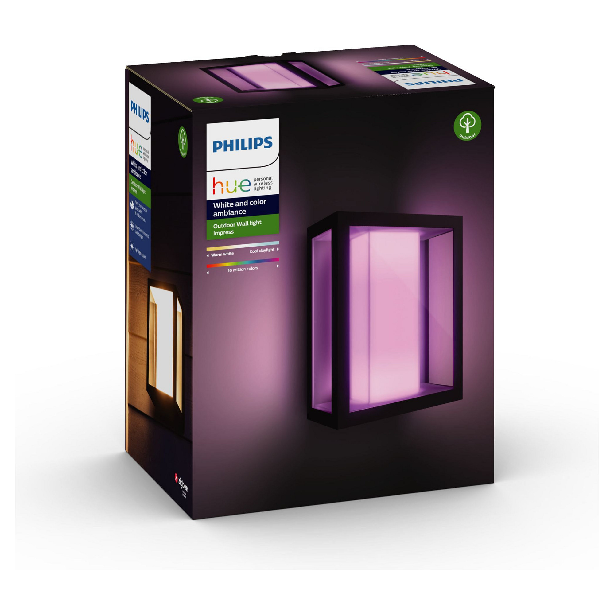 Vanjska zidna svjetiljka PHILIPS Hue Impress Wide, White and Color Ambiance, crna boja-5