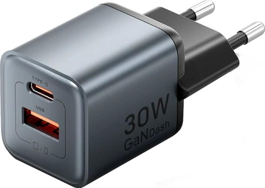 Punjač VENTION 30W GaN 1x USB-A 1x USB-C crna boja-0
