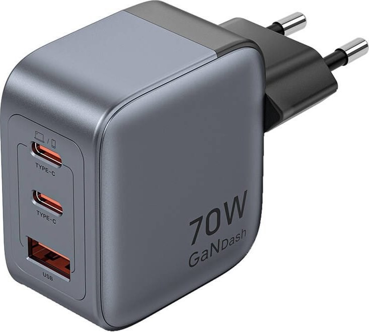 Punjač VENTION 70W GaN PD 1x USB-A 2x USB-C crna boja-0