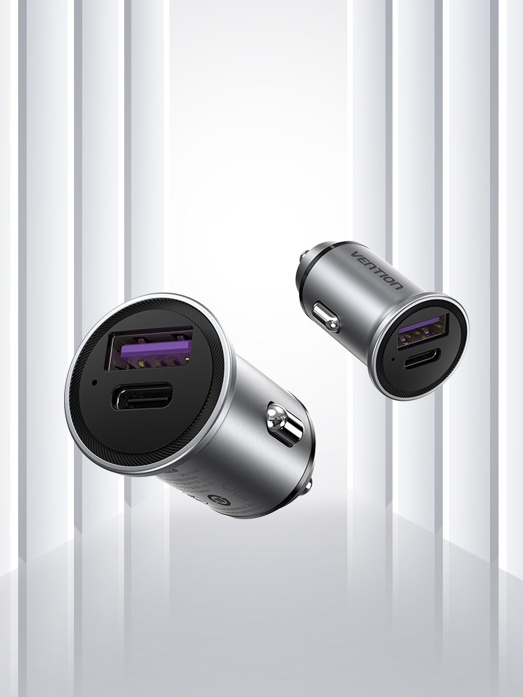 Punjač VENTION Two-Port USB A+A (30+30) siva boja-5