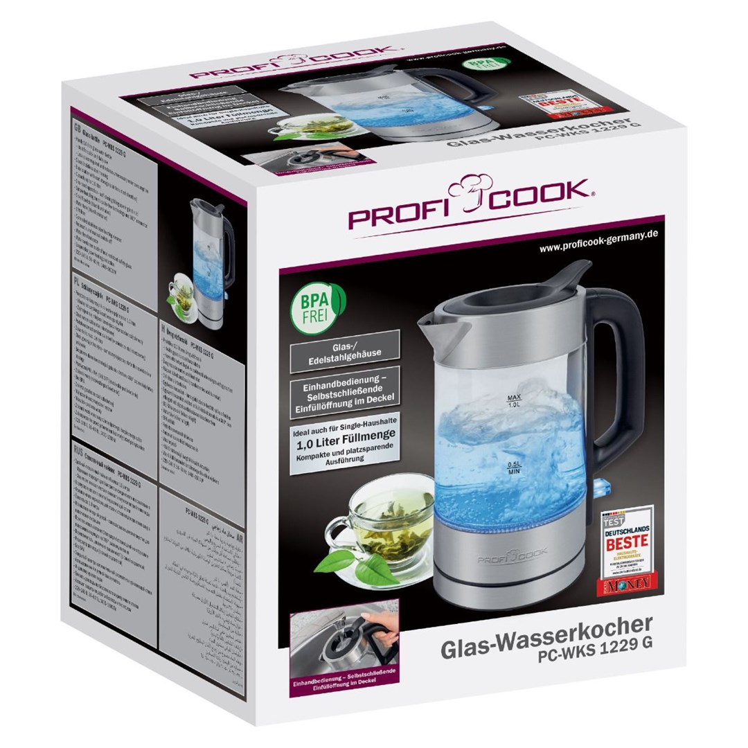 Kettle PROFICOOK PC-WKS 1229 G 1 L 1600 W nehrđajući čelik, proziran-2