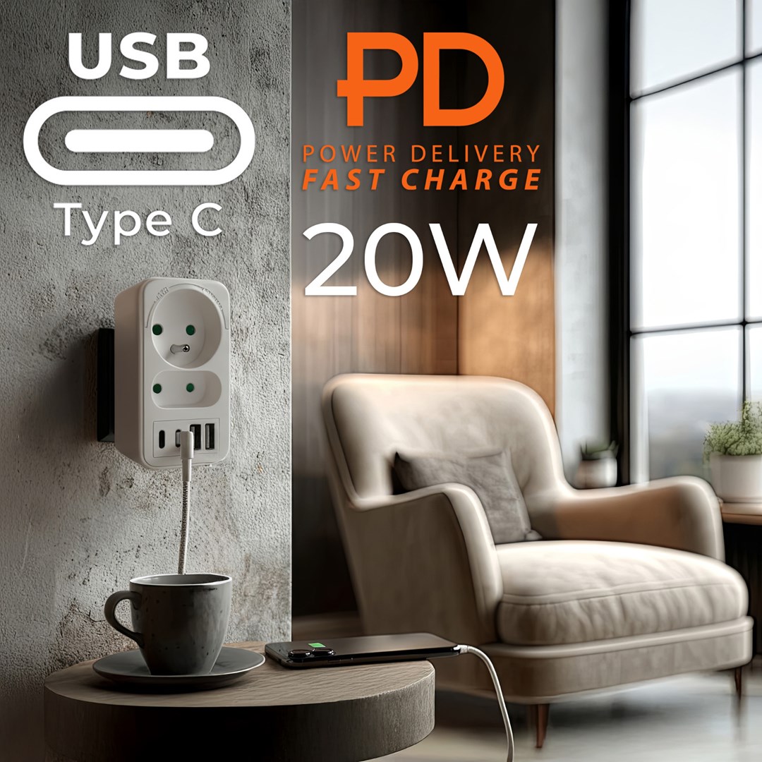 Utičnica Current socket x2 + 4xUSB MACLEAN MCE249 F/W (2 utičnice, 4 USB priključka)-10