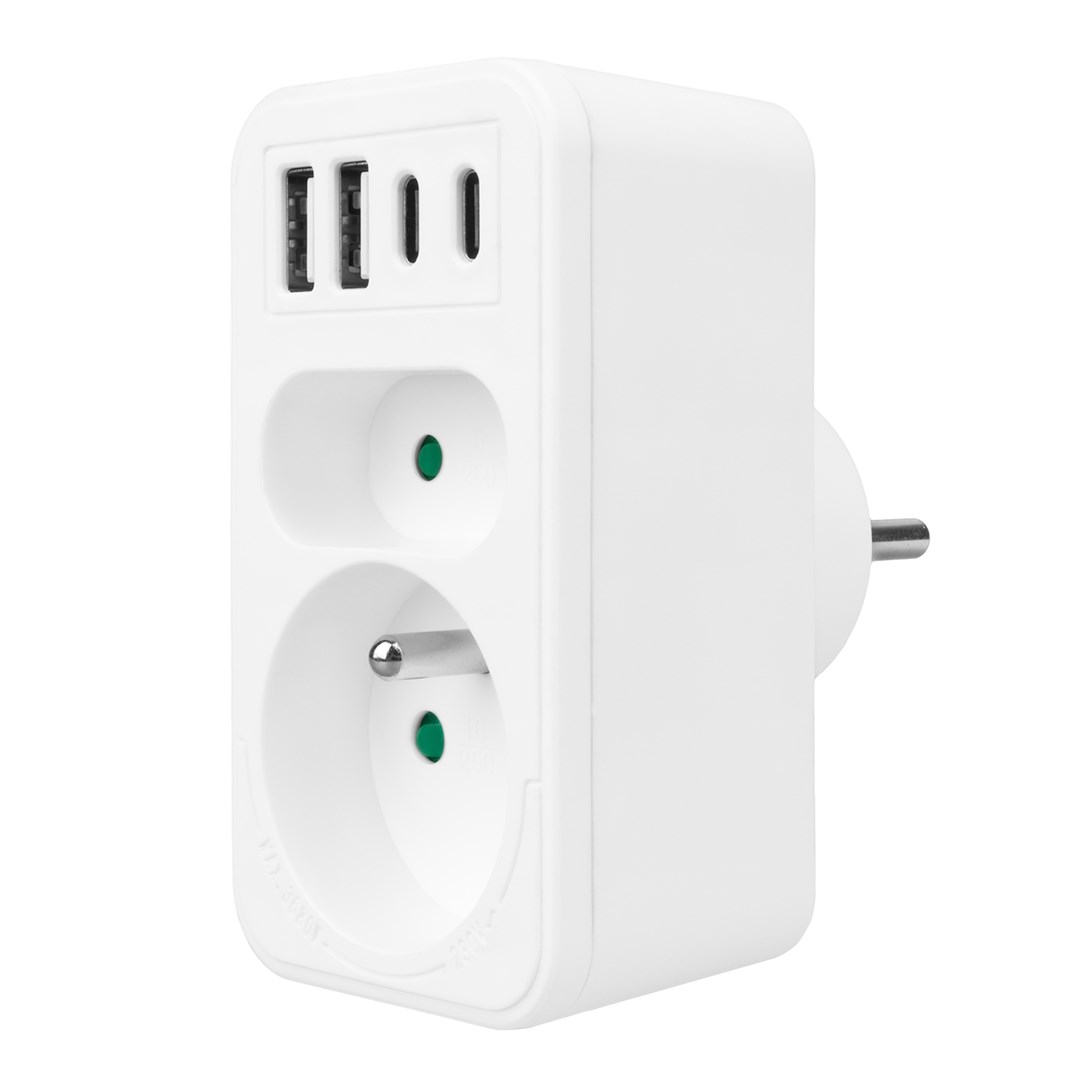 Utičnica Current socket x2 + 4xUSB MACLEAN MCE249 F/W (2 utičnice, 4 USB priključka)-3