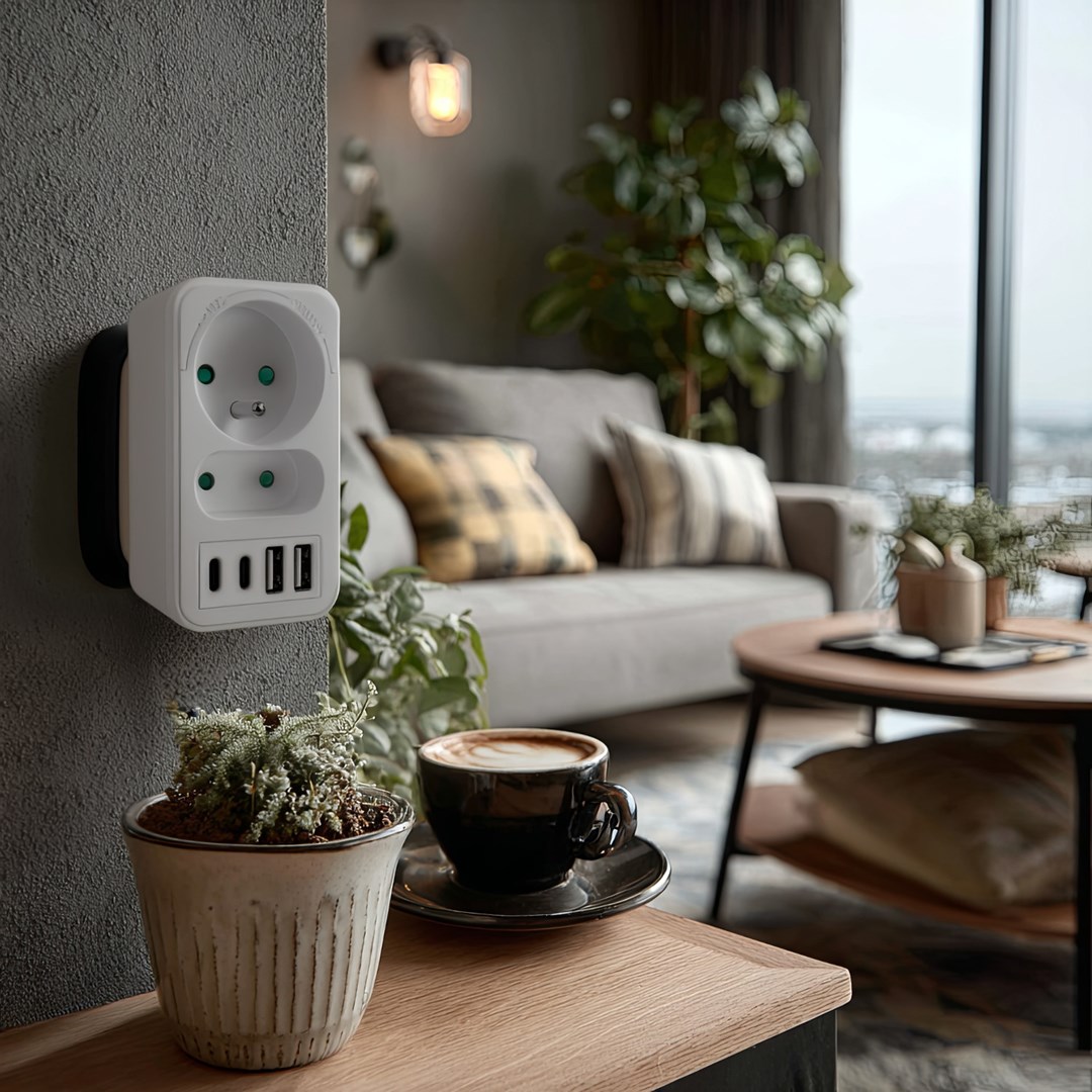 Utičnica Current socket x2 + 4xUSB MACLEAN MCE249 F/W (2 utičnice, 4 USB priključka)-12