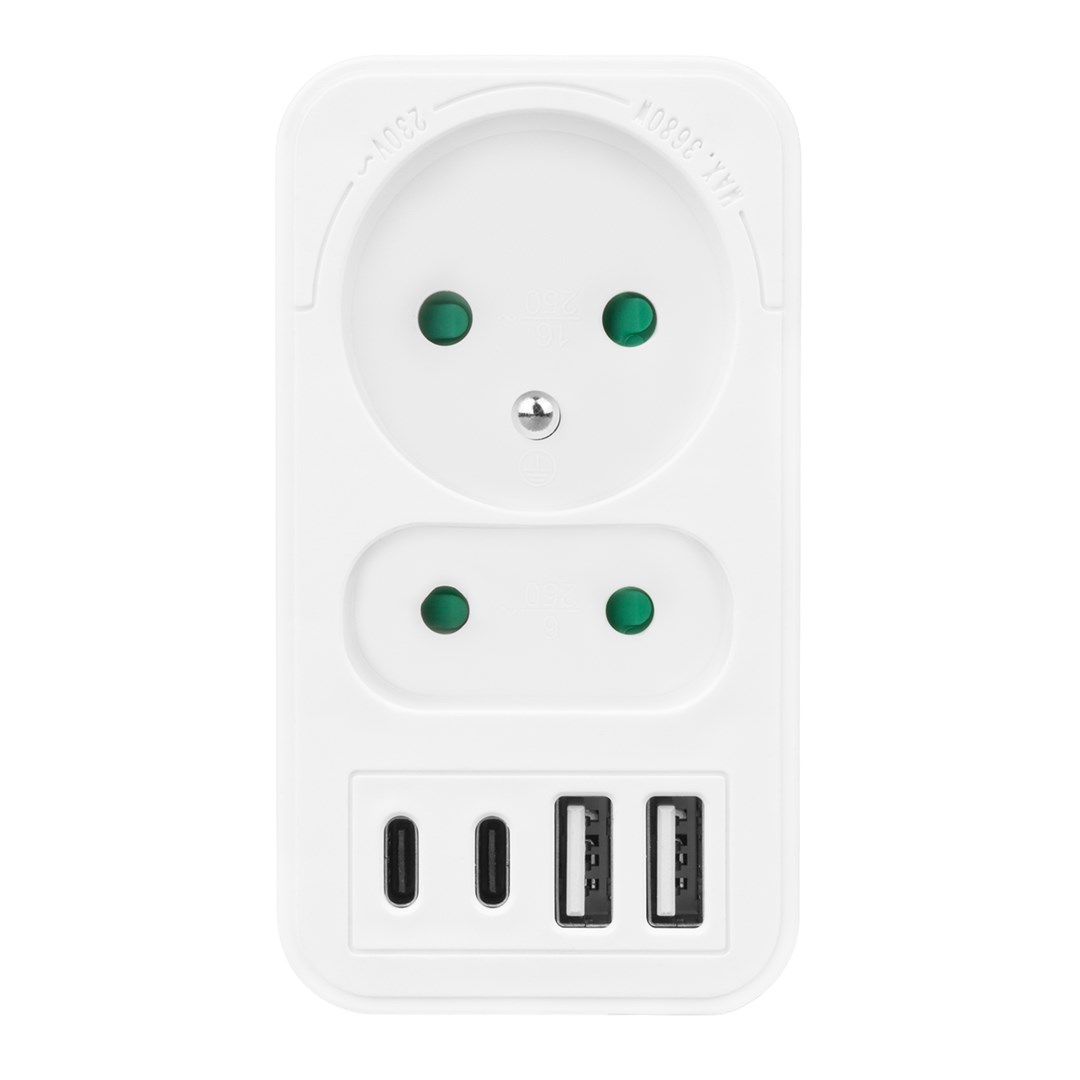 Utičnica Current socket x2 + 4xUSB MACLEAN MCE249 F/W (2 utičnice, 4 USB priključka)-4