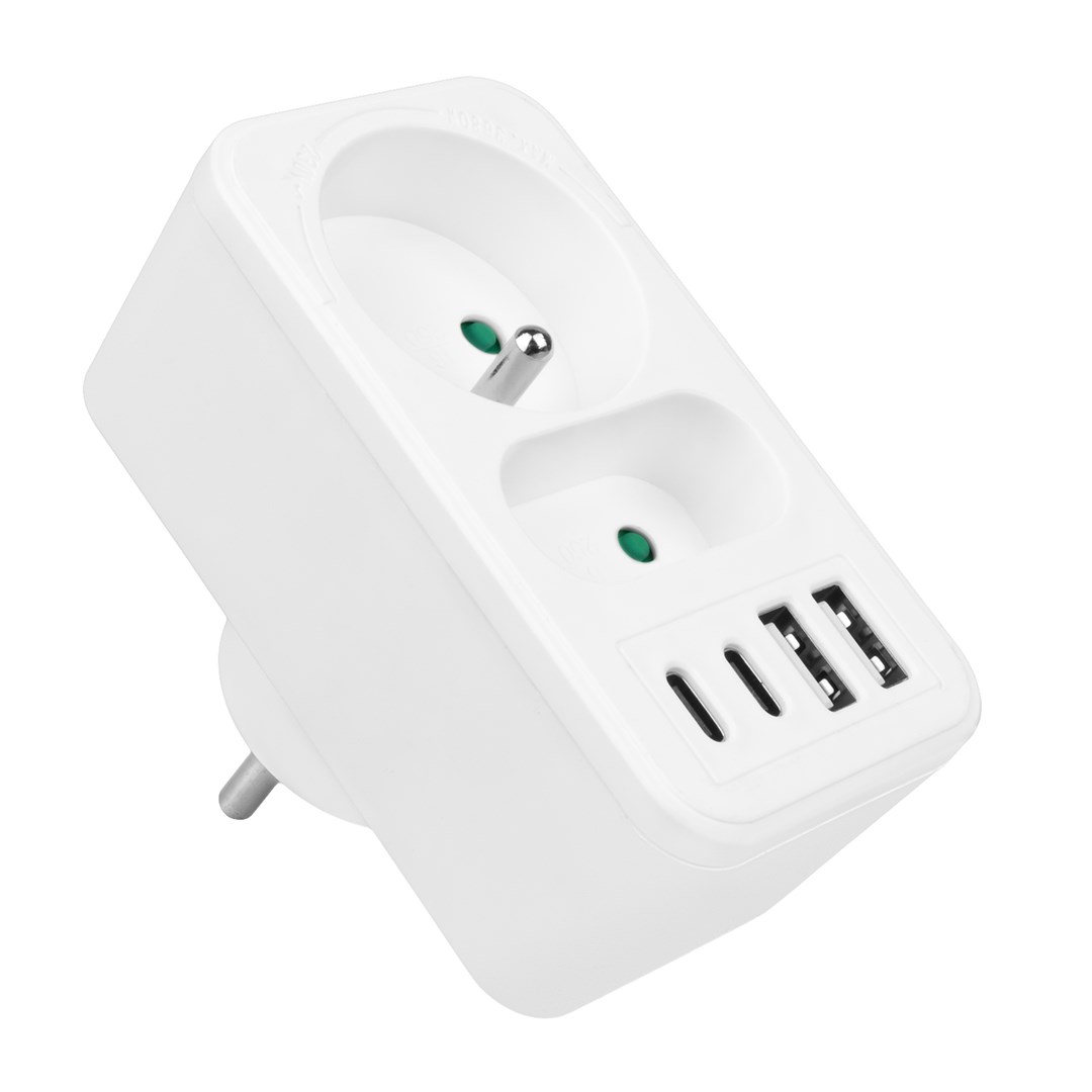 Utičnica Current socket x2 + 4xUSB MACLEAN MCE249 F/W (2 utičnice, 4 USB priključka)-2