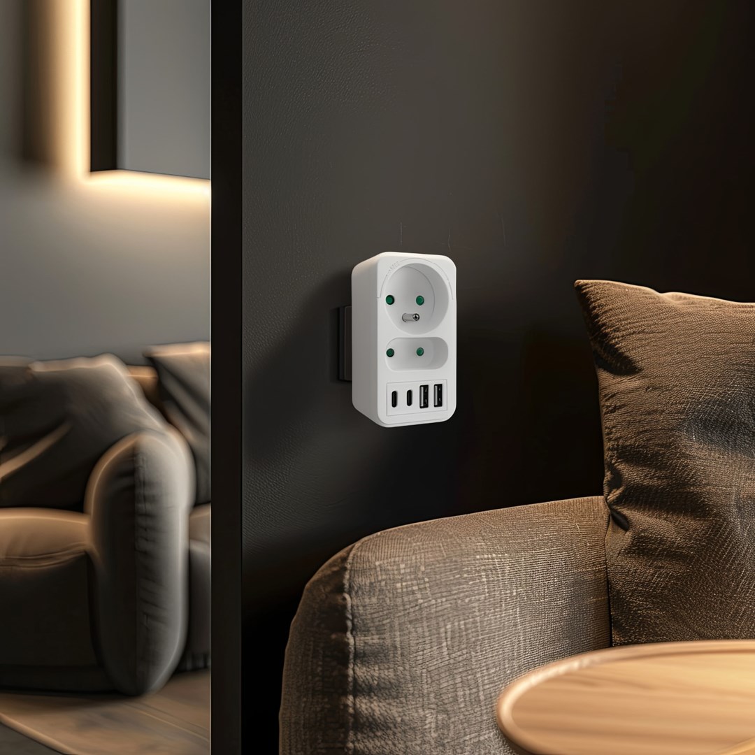 Utičnica Current socket x2 + 4xUSB MACLEAN MCE249 F/W (2 utičnice, 4 USB priključka)-6