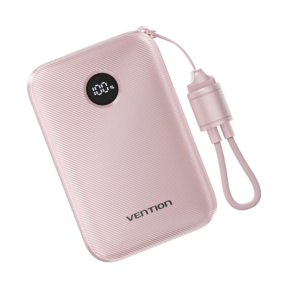 Powerbank VENTION 10000mAh 2 x USB-C 1x USB-A s prikazom 22,5W ružičasti-2