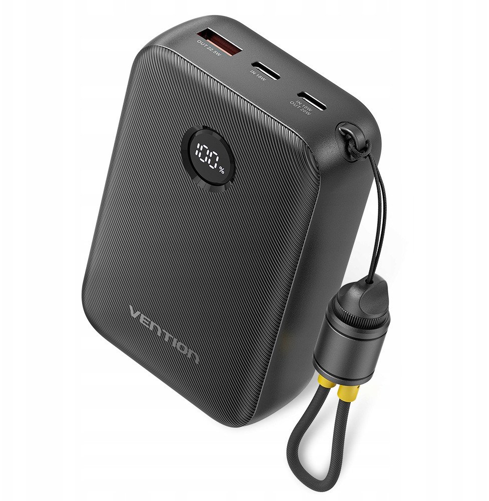 Powerbank VENTION 20000mAh 2 x USB-C 1x USB-A s prikazom 22,5W crna boja-1