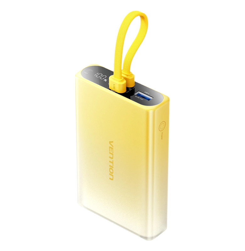Powerbank VENTION 10000 mAh USB-C + Lightning + USB-A 22,5W žuti