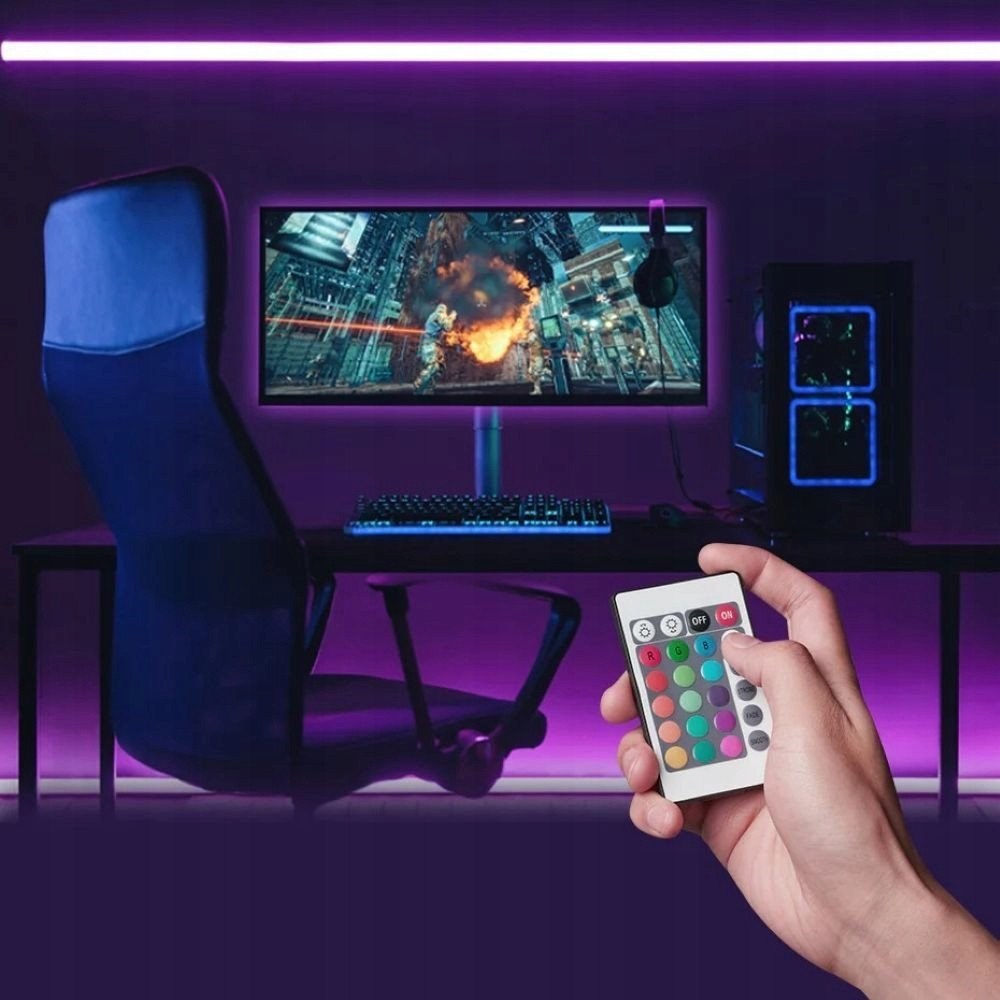 Traka za osvjetljenje VENTION RGB FPC LED s IR daljinskim upravljačem, napajanje USB 5V, 5m-3