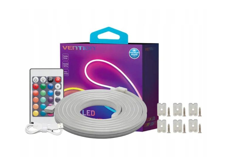 Traka LED VENTION Silicone Neon 5m s IR daljinskim upravljačem i DC 12V napajanjem