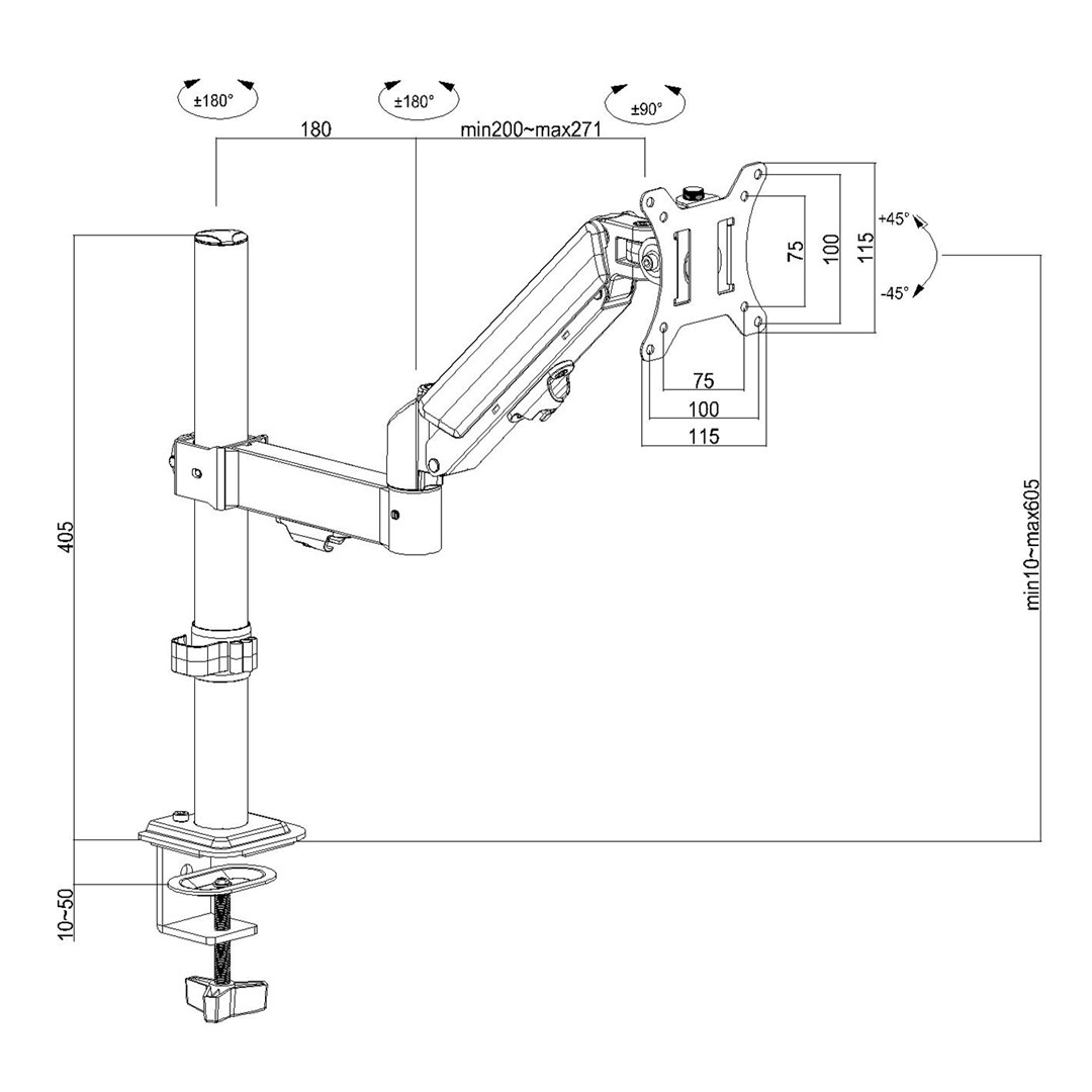 Držač monitora → MACLEAN → MONITOR MOUNT, GAS SPRING MC-135-3