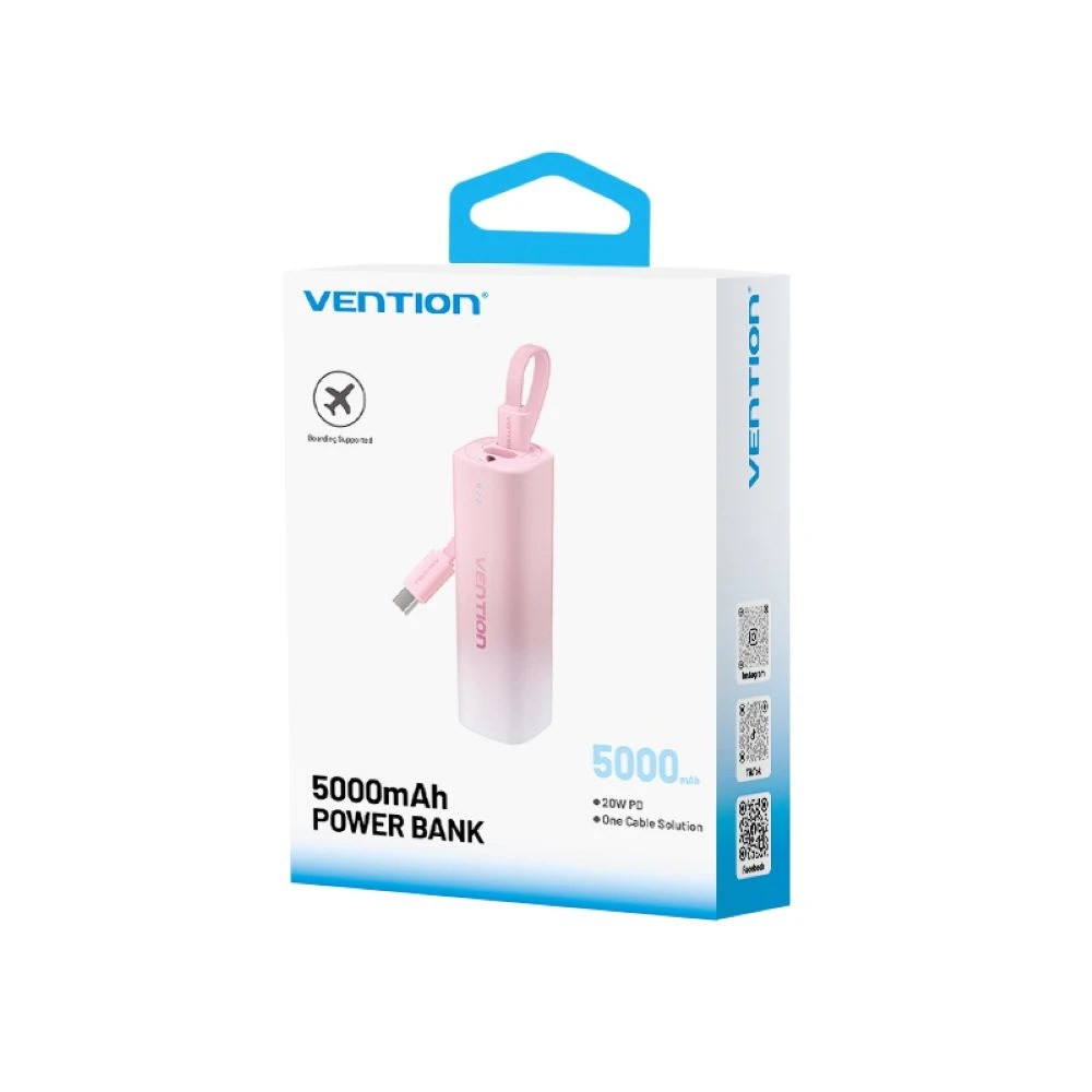 Powerbank VENTION 20W PD USB-C Lightning 5000 mAh roza gradient-1