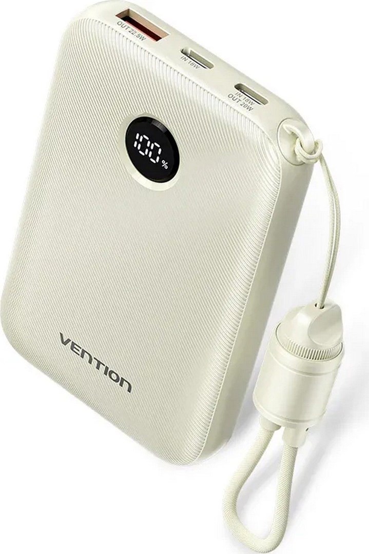 Powerbank VENTION 10000mAh 2 x USB-C 1x USB-A 22,5W bež boja-0