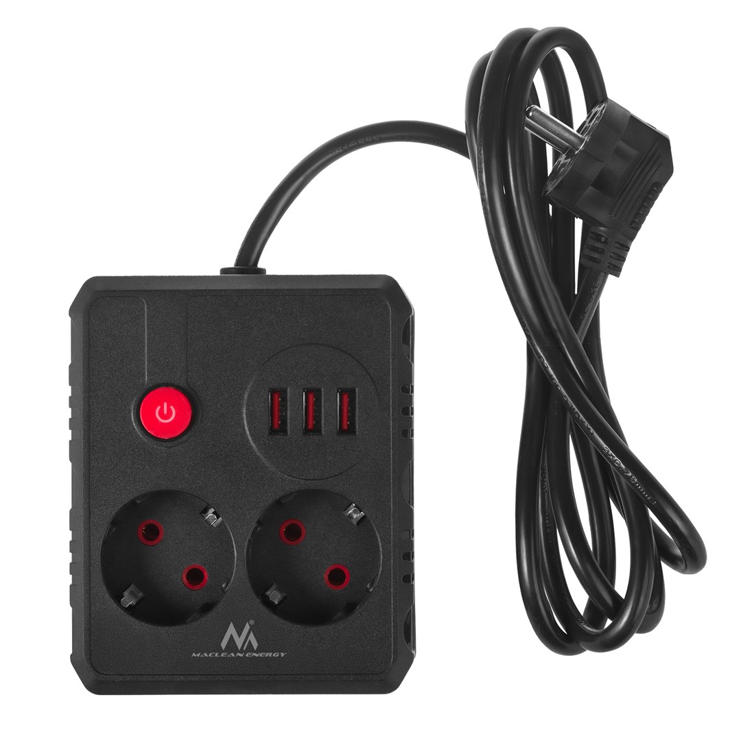 Produžni kabel MACLEAN MCE387 B (2 utičnice, 3 USB priključka, 1,5 m, crna)-3